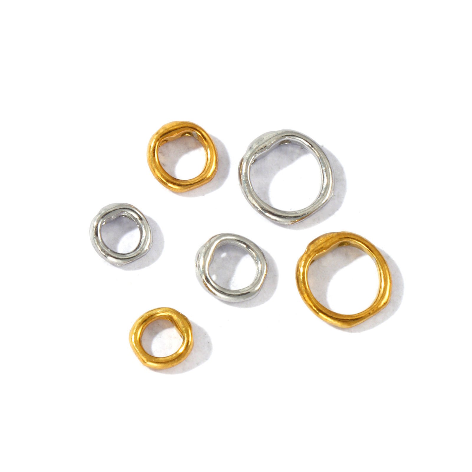 Picture of 10 PCs Eco-friendly 304 Stainless Steel Cord End Caps For Necklace Bracelet Jewelry Making Wholesale 2 Holes Circle Ring