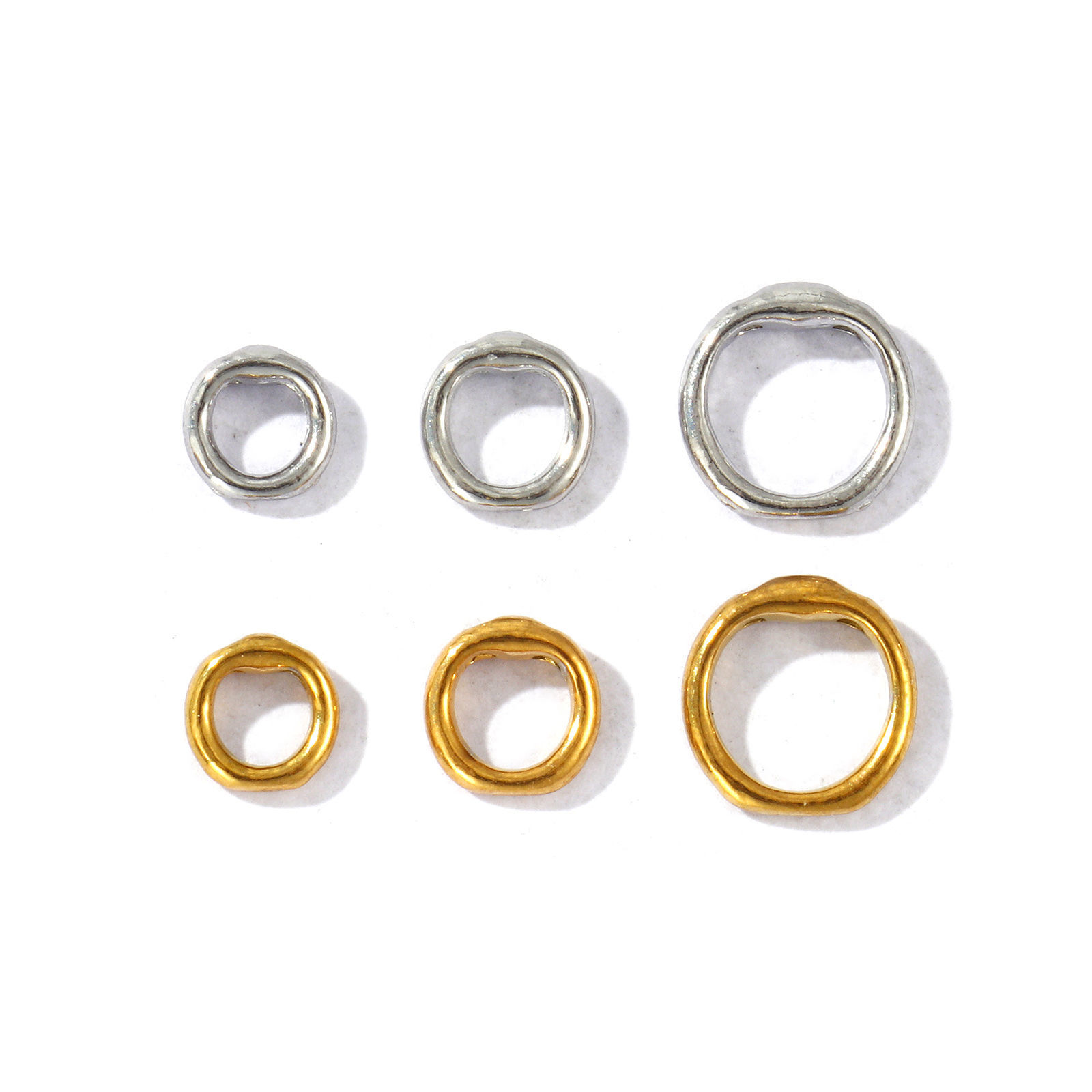 Picture of 10 PCs Eco-friendly 304 Stainless Steel Cord End Caps For Necklace Bracelet Jewelry Making Wholesale 2 Holes Circle Ring