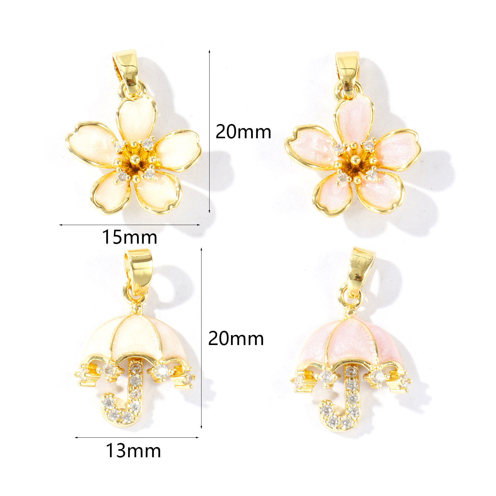 Picture of Eco-friendly Brass Charm Pendant Wholesale 18K Real Gold Plated Enamel Pearlized Clear Cubic Zirconia