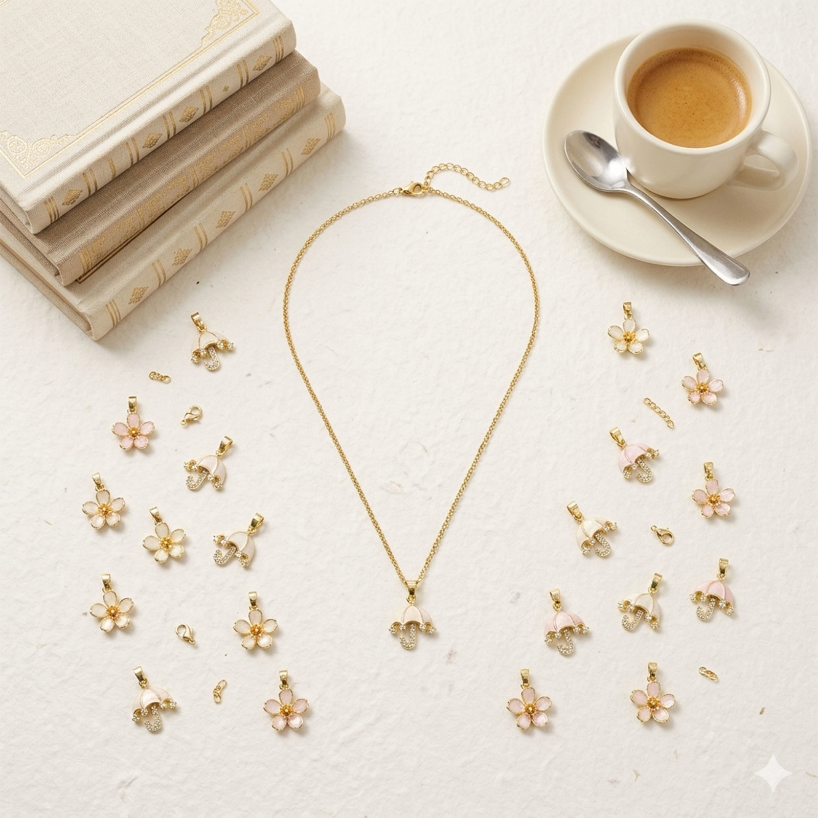 Picture of Eco-friendly Brass Charm Pendant Wholesale 18K Real Gold Plated Enamel Pearlized Clear Cubic Zirconia