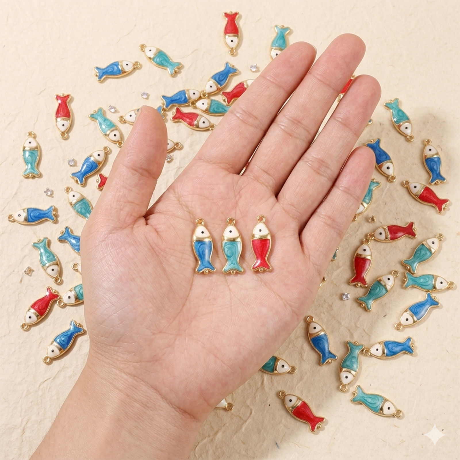 Picture of 2 PCs Brass Charms Wholesale 18K Real Gold Plated Enamel Fish Animal Pearlized 21mm x 8mm