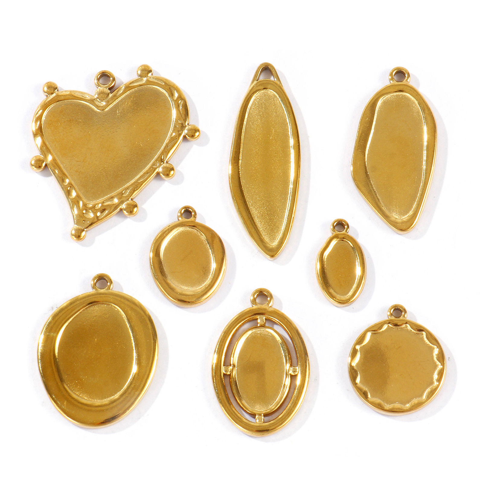 Picture of Eco-friendly PVD 304 Stainless Steel Charms Wholesale 18K Gold Plated Geometric