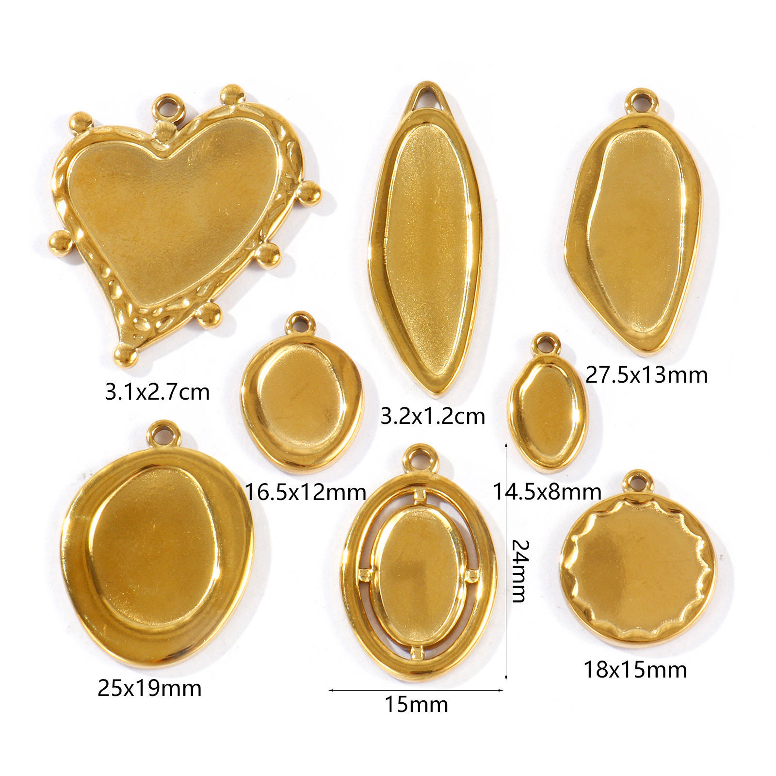 Picture of Eco-friendly PVD 304 Stainless Steel Charms Wholesale 18K Gold Plated Geometric