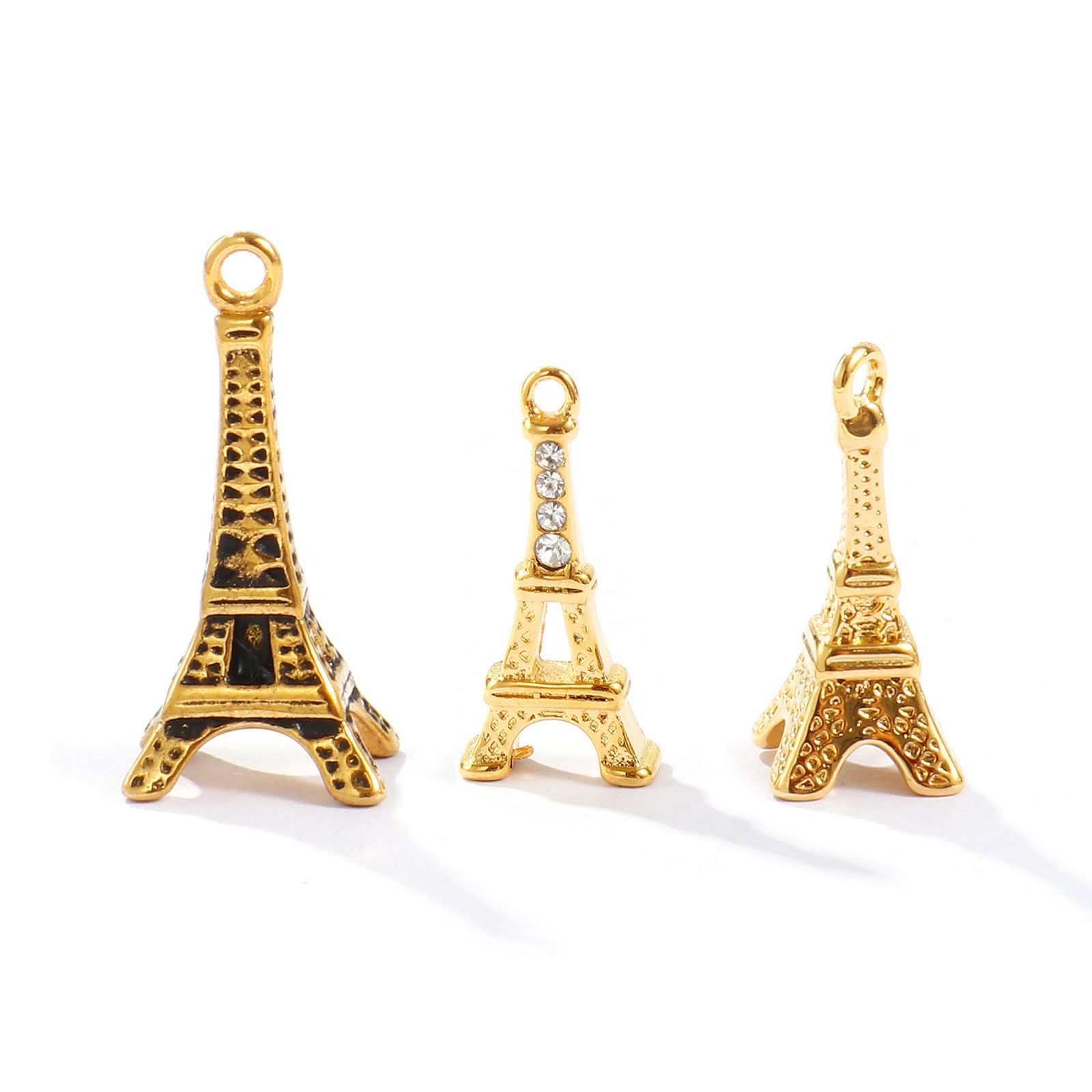Picture of 1 Piece Eco-friendly PVD Waterproof Anti-Tarnish Hypoallergenic 304 Stainless Steel Travel Charms Wholesale 18K Real Gold Plated Eiffel Tower