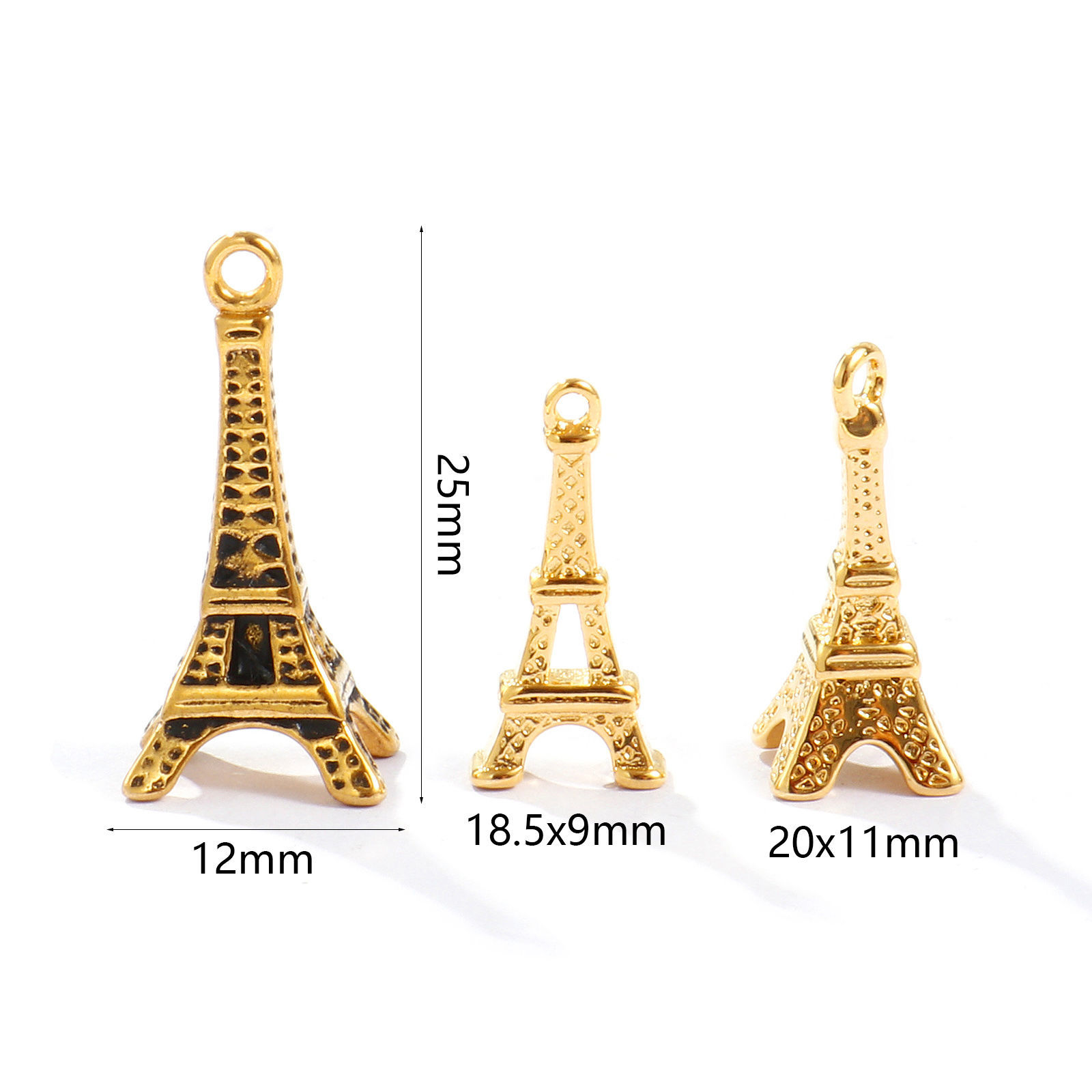 Picture of 1 Piece Eco-friendly PVD Waterproof Anti-Tarnish Hypoallergenic 304 Stainless Steel Travel Charms Wholesale 18K Real Gold Plated Eiffel Tower