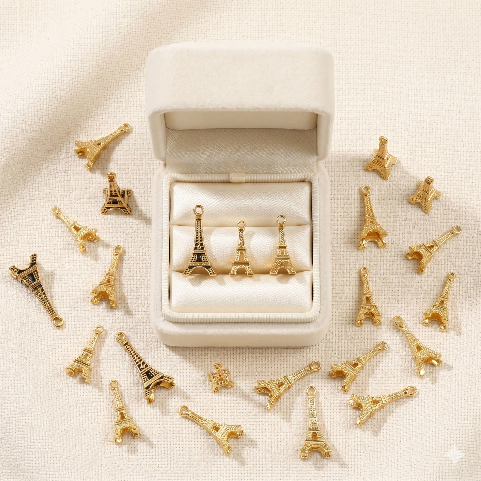 Picture of 1 Piece Eco-friendly PVD Waterproof Anti-Tarnish Hypoallergenic 304 Stainless Steel Travel Charms Wholesale 18K Real Gold Plated Eiffel Tower