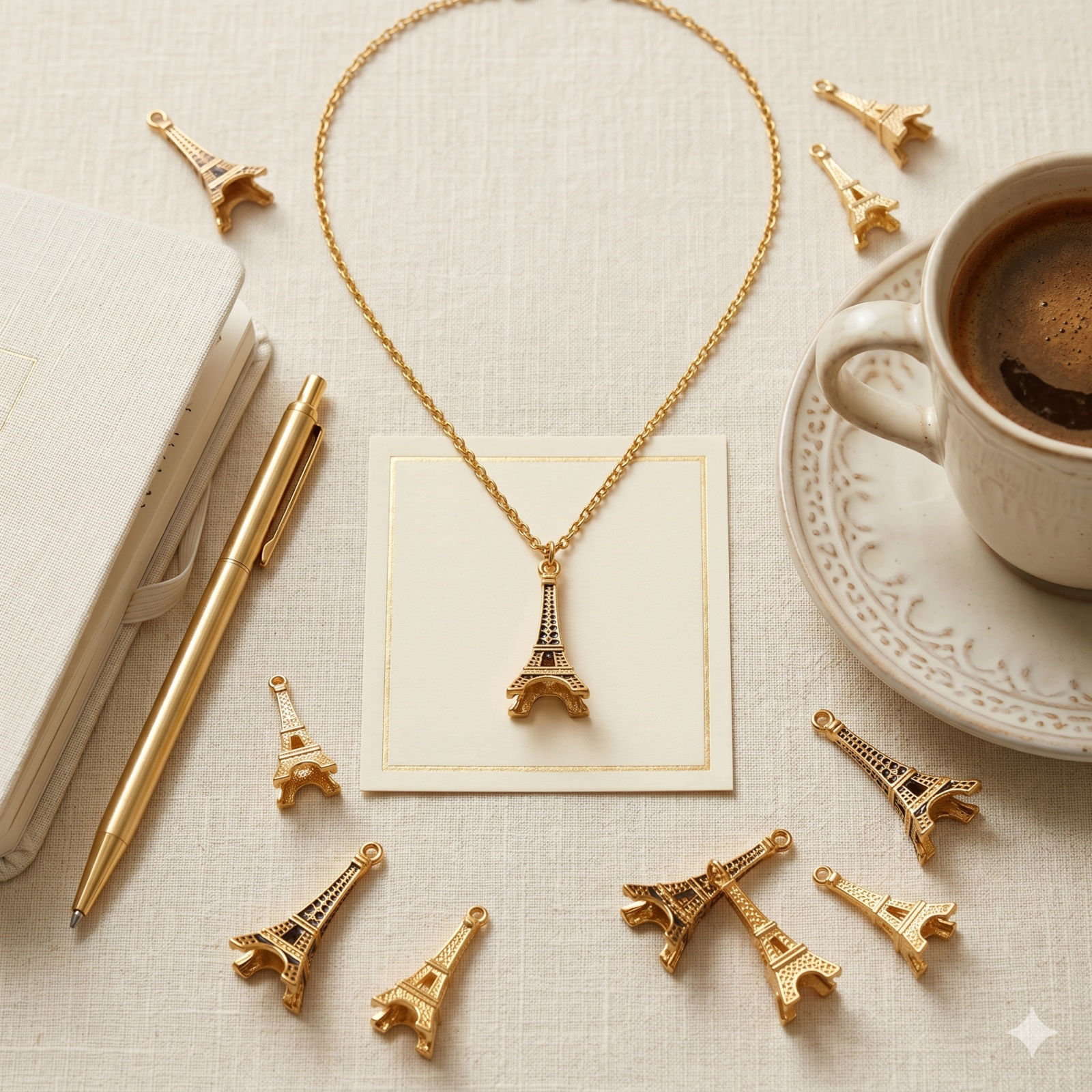Picture of 1 Piece Eco-friendly PVD Waterproof Anti-Tarnish Hypoallergenic 304 Stainless Steel Travel Charms Wholesale 18K Real Gold Plated Eiffel Tower