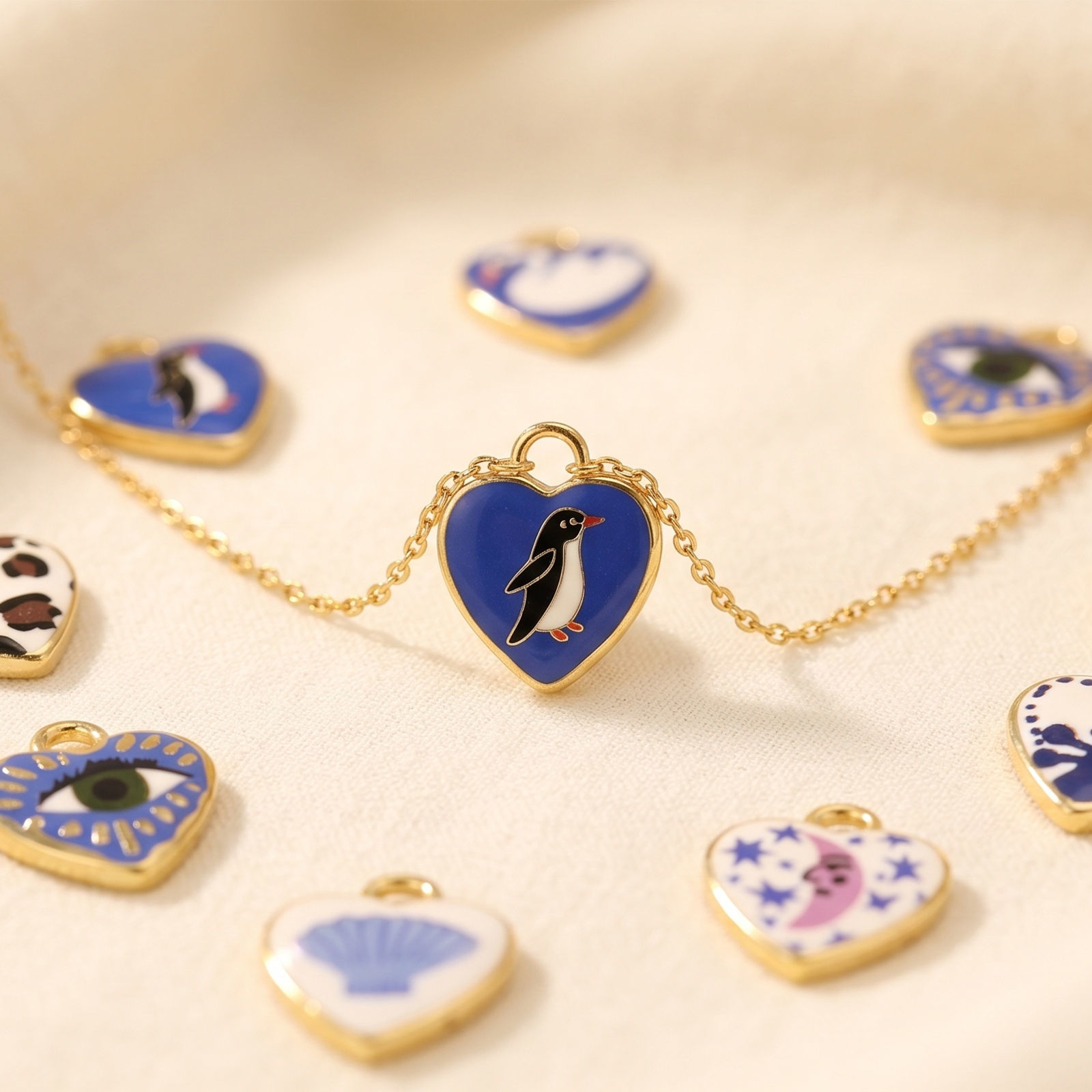 Picture of 2 PCs Brass Valentine's Day Charms Wholesale 18K Gold Plated Heart Printed 19mm x 16mm