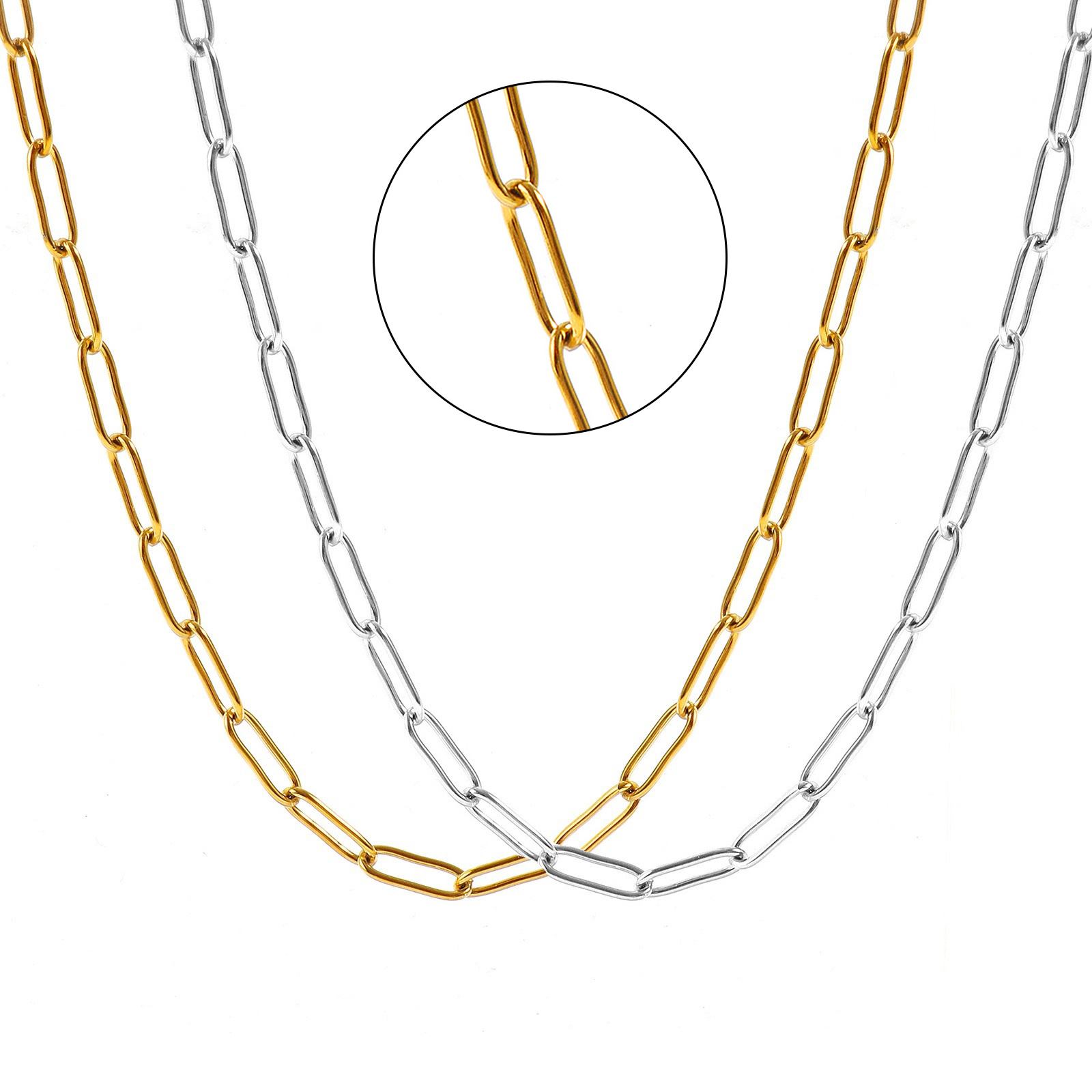 Picture of Wholesale Paperclip Link Chain Necklace, Multicolor 304 Stainless Steel, Unisex Eco-friendly Stylish Minimalist Gift Jewelry For Retailer, Chain Size: 12x4mm, 1 Piece