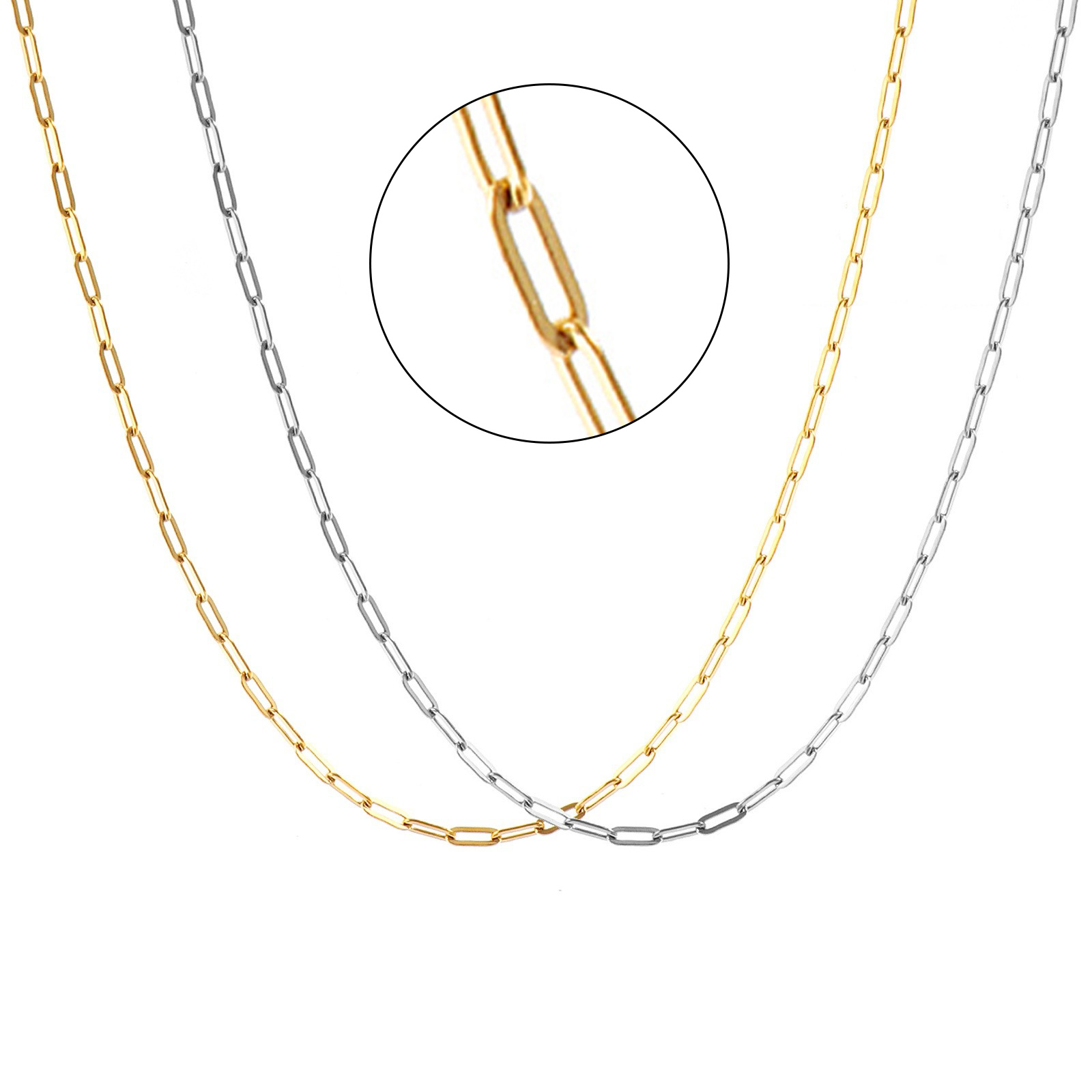 Picture of Wholesale Flat Paperclip Link Chain Necklace, Multicolor 304 Stainless Steel, Unisex Eco-friendly Stylish Minimalist Gift Jewelry For Retailer, Chain Size: 5x2mm, 1 Piece