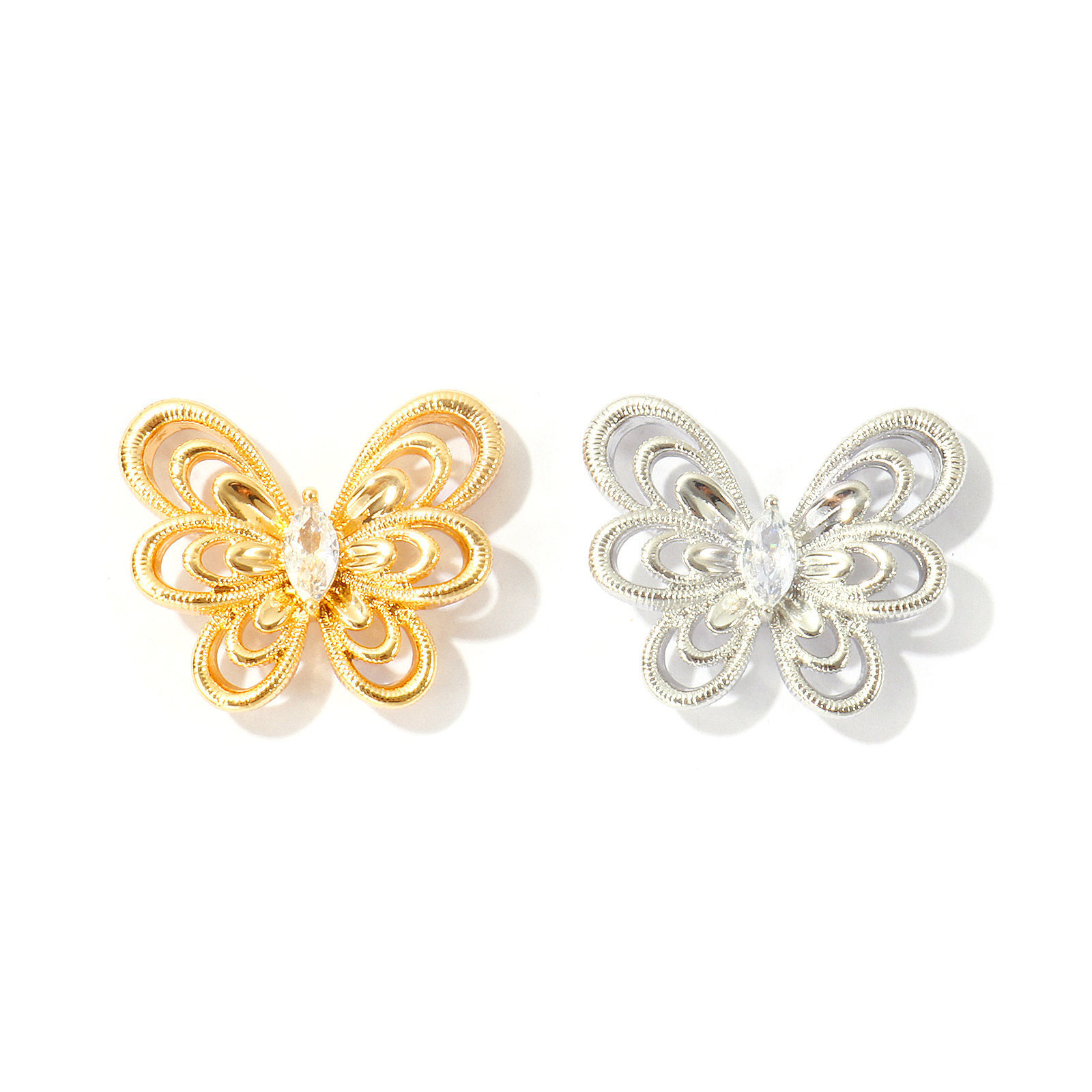 Picture of Eco-friendly Brass Insect Connectors Charms Pendants Wholesale Real Gold Plated Butterfly Animal Hollow 25mm x 20mm
