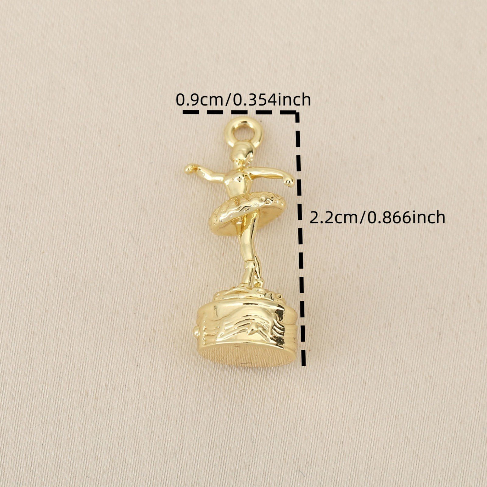Picture of Eco-friendly Brass Charms Wholesale Real Gold Plated Ballerina 3D 22mm x 9mm