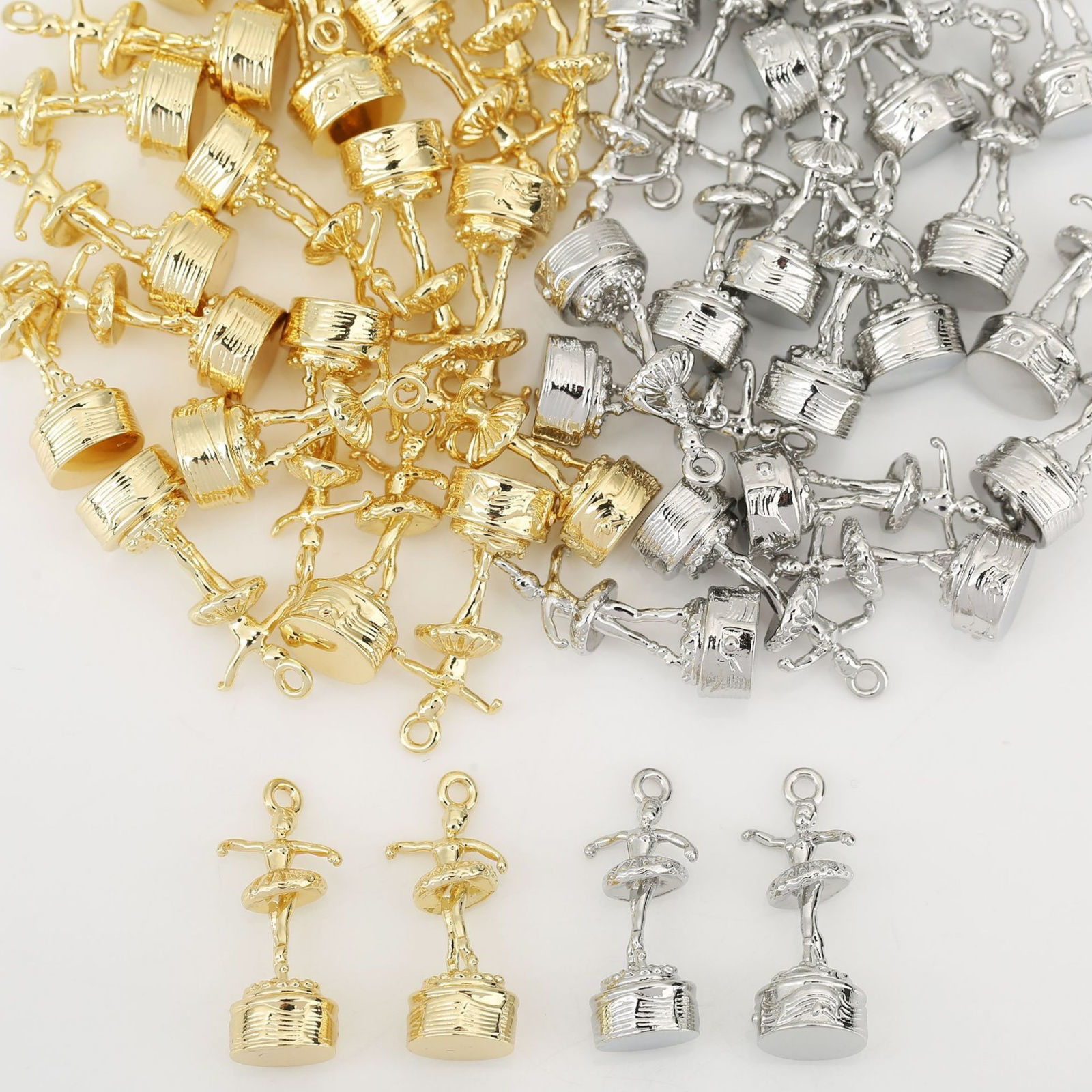 Picture of Eco-friendly Brass Charms Wholesale Real Gold Plated Ballerina 3D 22mm x 9mm