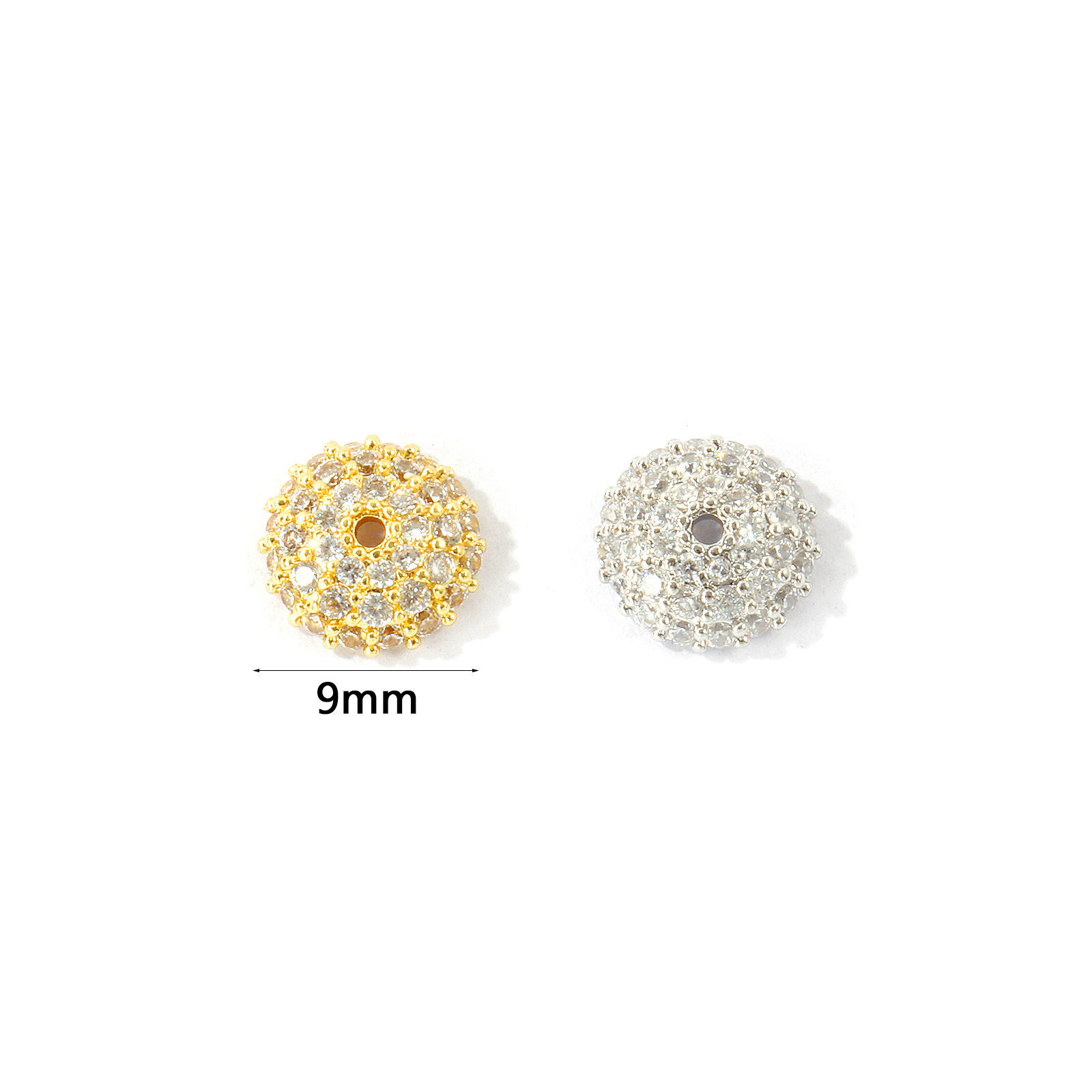 Picture of Brass Beads Caps Wholesale Round Multicolor Clear Rhinestone (Fit Beads Size: 12mm Dia.) 9mm Dia.