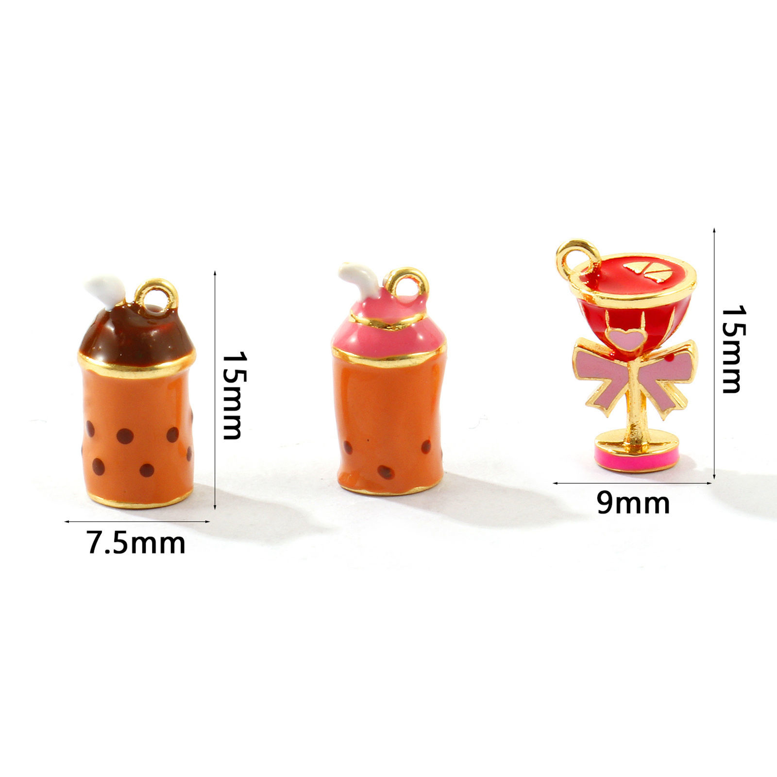 Picture of Brass Charms Wholesale 18K Gold Plated Multicolor Enamel Beverages 3D