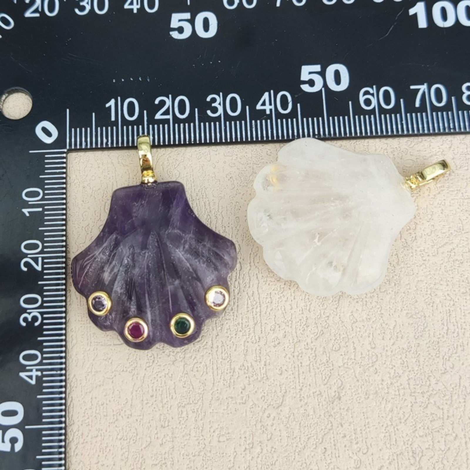 Picture of 1 Piece Brass & Gemstone Ocean Jewelry Pendants Wholesale 18K Gold Plated Shell Multicolour Cubic Zirconia 3.8cm x 3cm