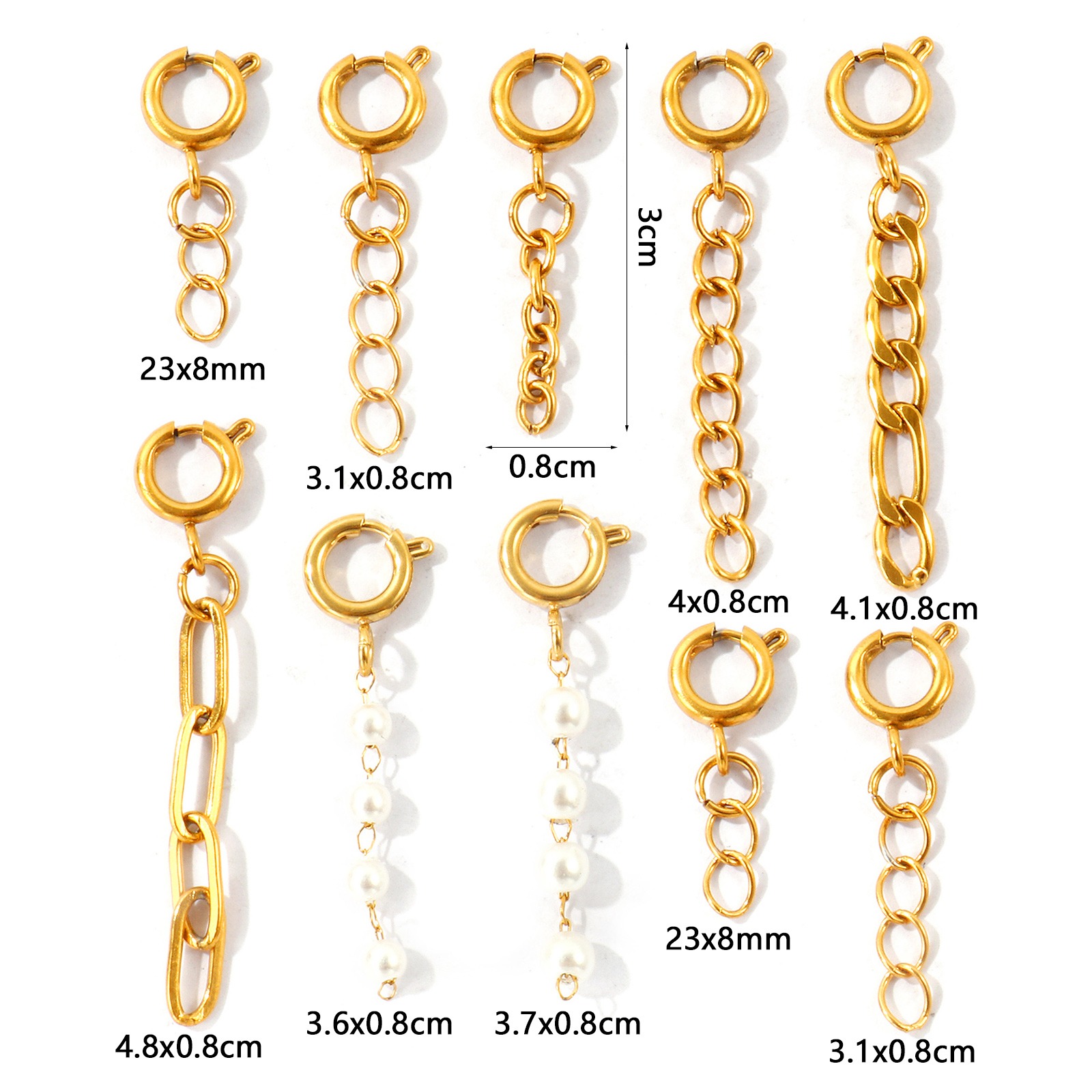 Picture of 2 PCs Eco-friendly PVD Waterproof Anti-Tarnish Hypoallergenic 304 Stainless Steel Bikini Strap Clip On Charms Pendants For Beach Jewelry Making Wholesale 18K Real Gold Plated Link Chain