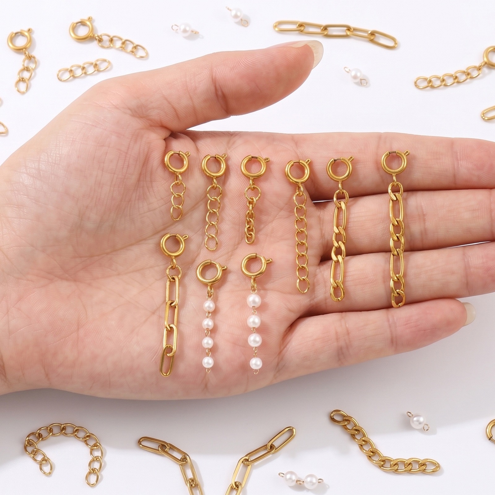 Picture of 2 PCs Eco-friendly PVD Waterproof Anti-Tarnish Hypoallergenic 304 Stainless Steel Bikini Strap Clip On Charms Pendants For Beach Jewelry Making Wholesale 18K Real Gold Plated Link Chain