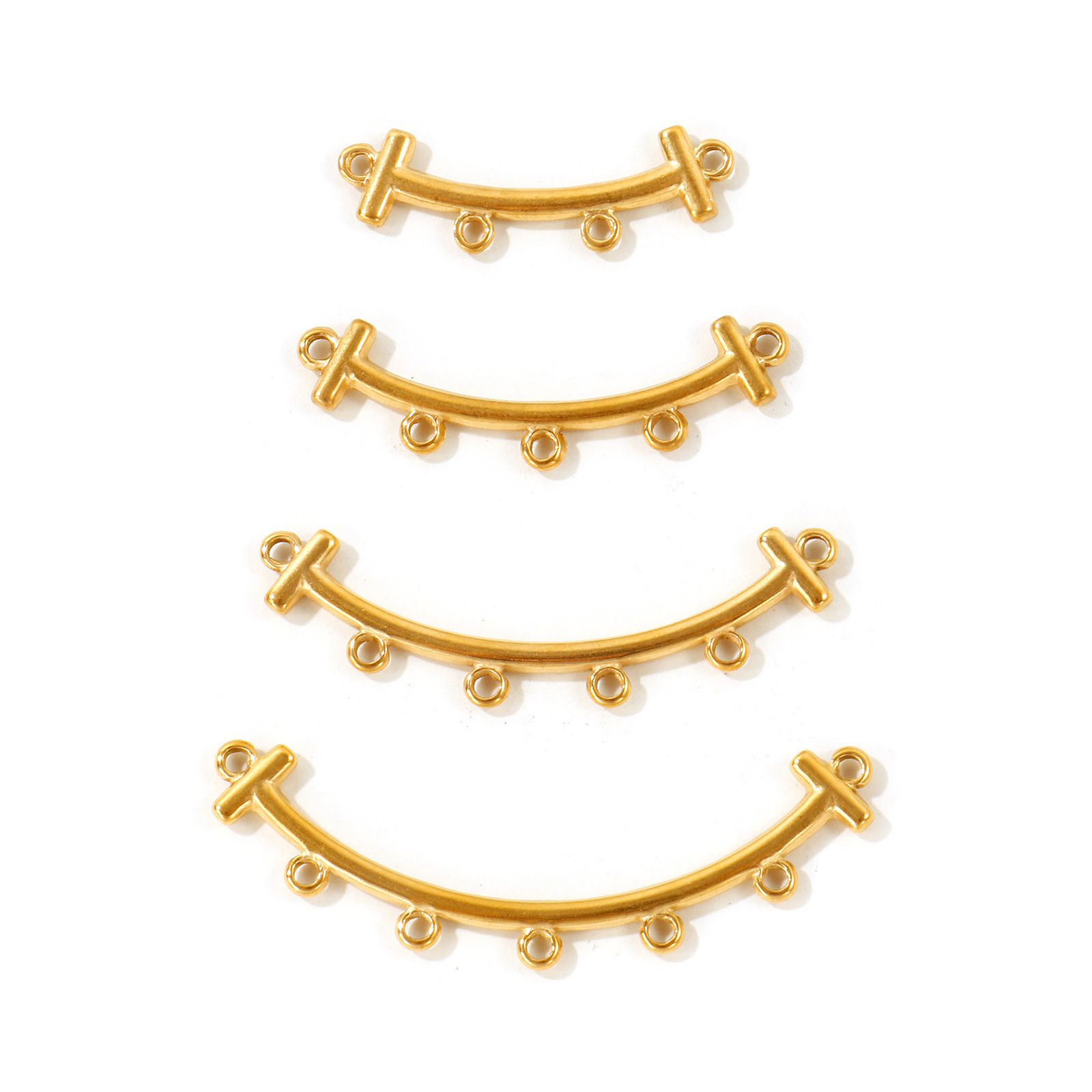 Picture of 5 PCs Eco-friendly PVD 304 Stainless Steel Connectors Charms Pendants Wholesale 18K Real Gold Plated Arc