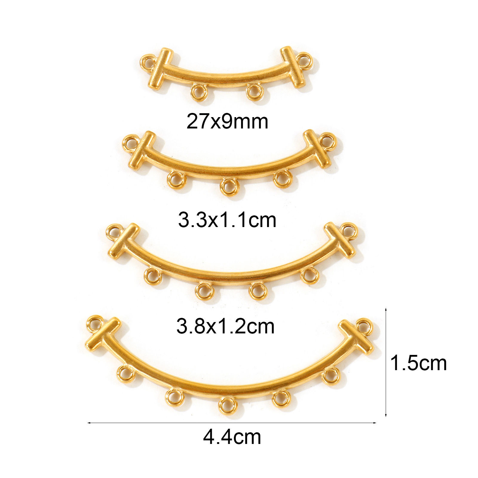 Picture of 5 PCs Eco-friendly PVD 304 Stainless Steel Connectors Charms Pendants Wholesale 18K Real Gold Plated Arc