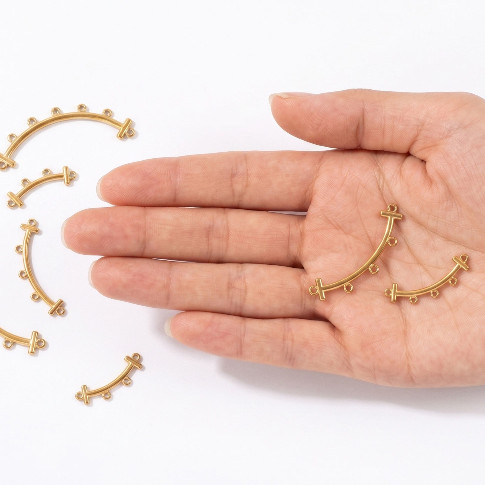 Picture of 5 PCs Eco-friendly PVD 304 Stainless Steel Connectors Charms Pendants Wholesale 18K Real Gold Plated Arc