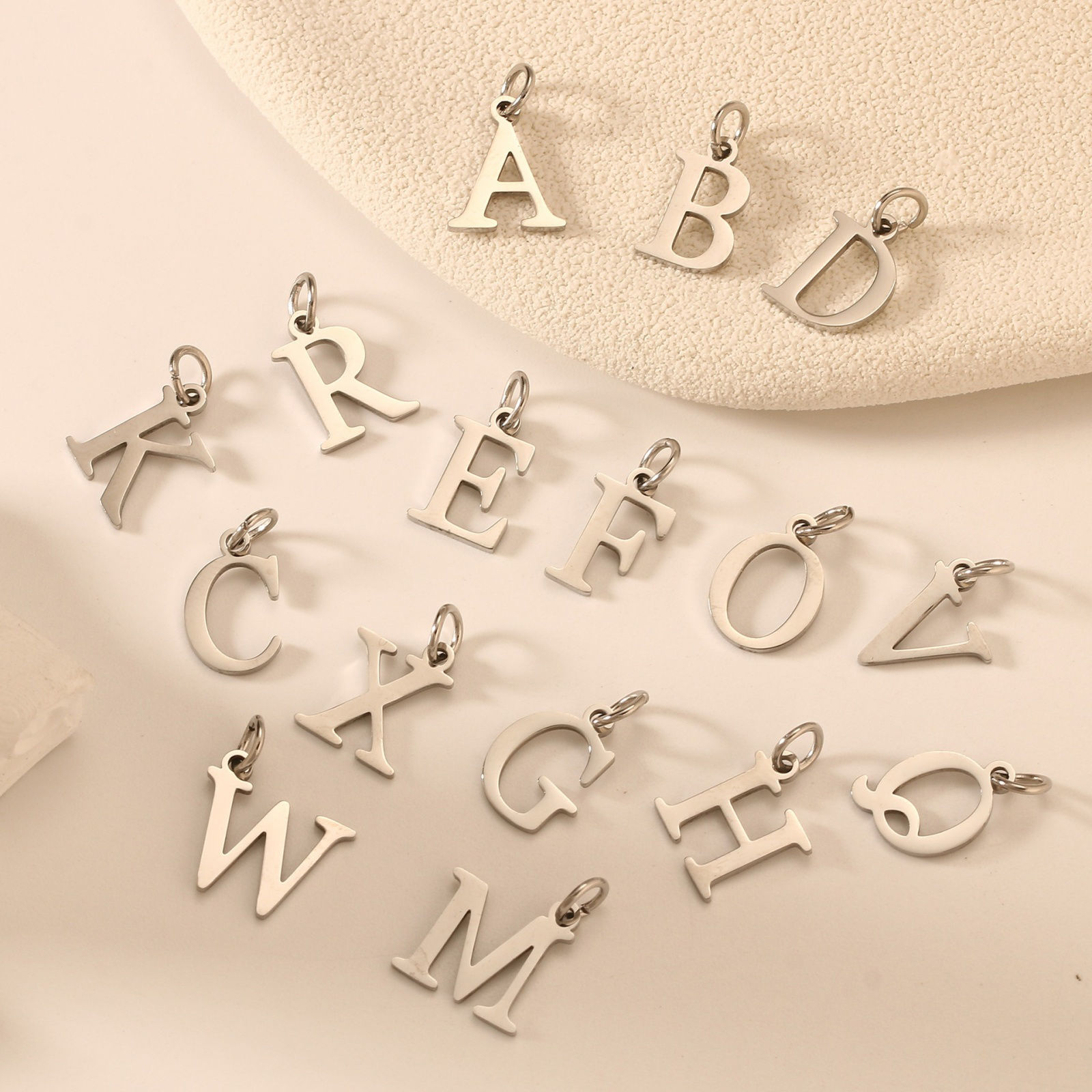 Picture of 5 PCs Eco-friendly PVD 304 Stainless Steel Capital Alphabet Initial Letter Name Charms Wholesale Mirror Polishing 11mm x 7mm