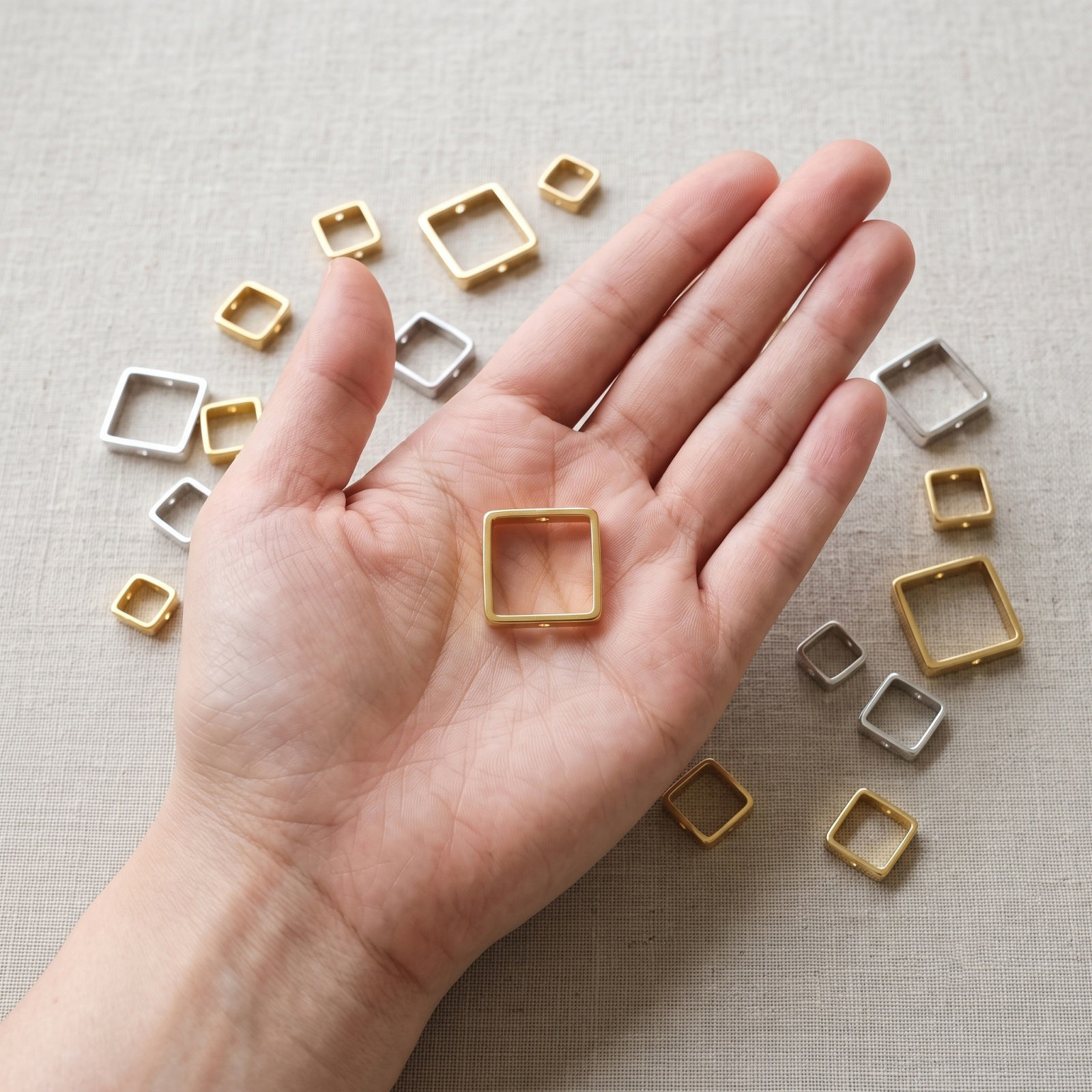 Picture of 10 PCs Brass Beads Frames Wholesale Square Multicolor