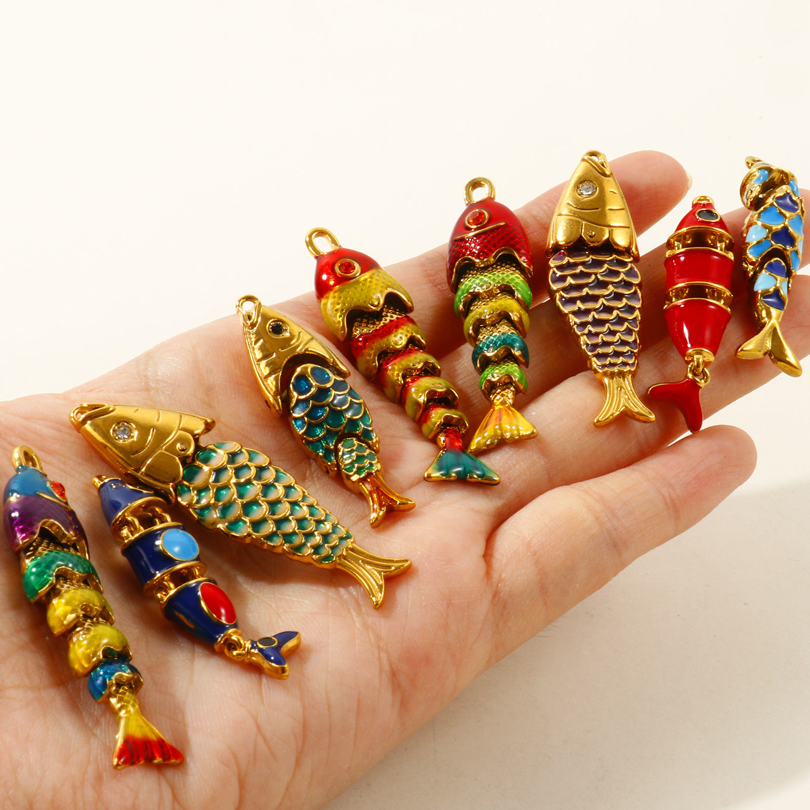Picture of 1 Piece Eco-friendly PVD Waterproof Anti-Tarnish Hypoallergenic 304 Stainless Steel Ocean Jewelry Pendants Wholesale 18K Real Gold Plated Multicolor Fish Animal 3D Movable