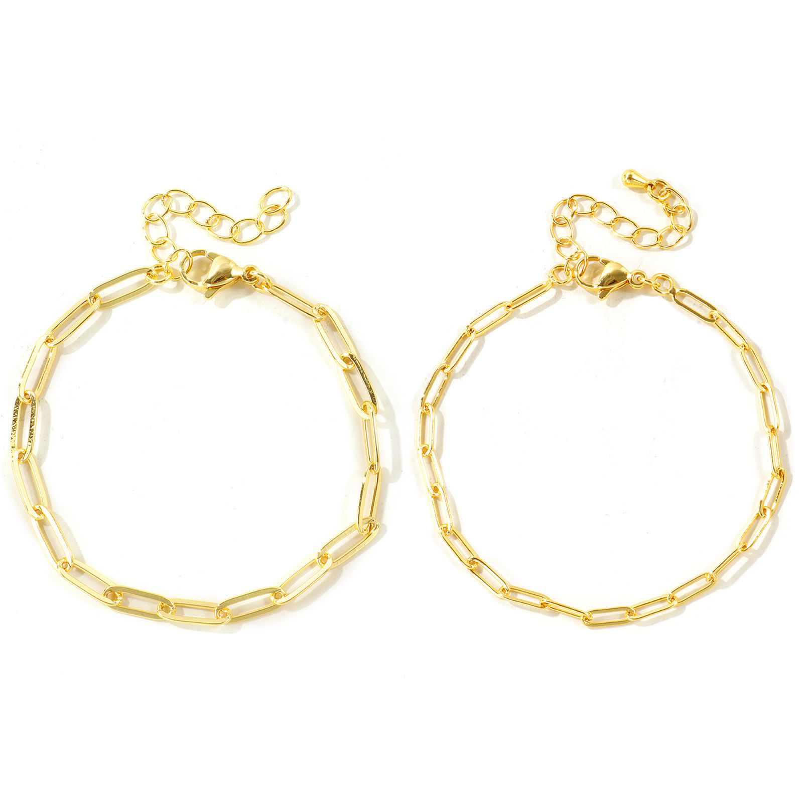 Picture of 1 Piece Brass Simple Paperclip Link Chain Bracelets Wholesale 18K Gold Plated