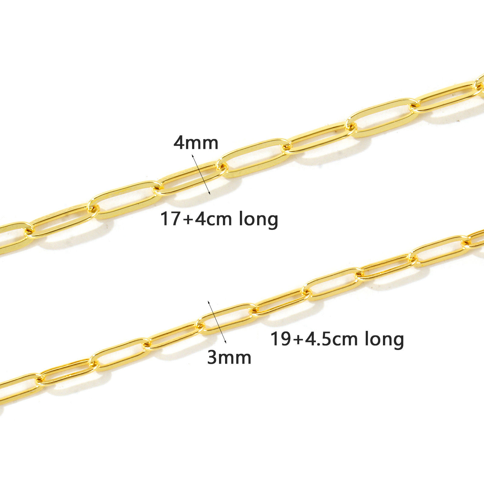 Picture of 1 Piece Brass Simple Paperclip Link Chain Bracelets Wholesale 18K Gold Plated