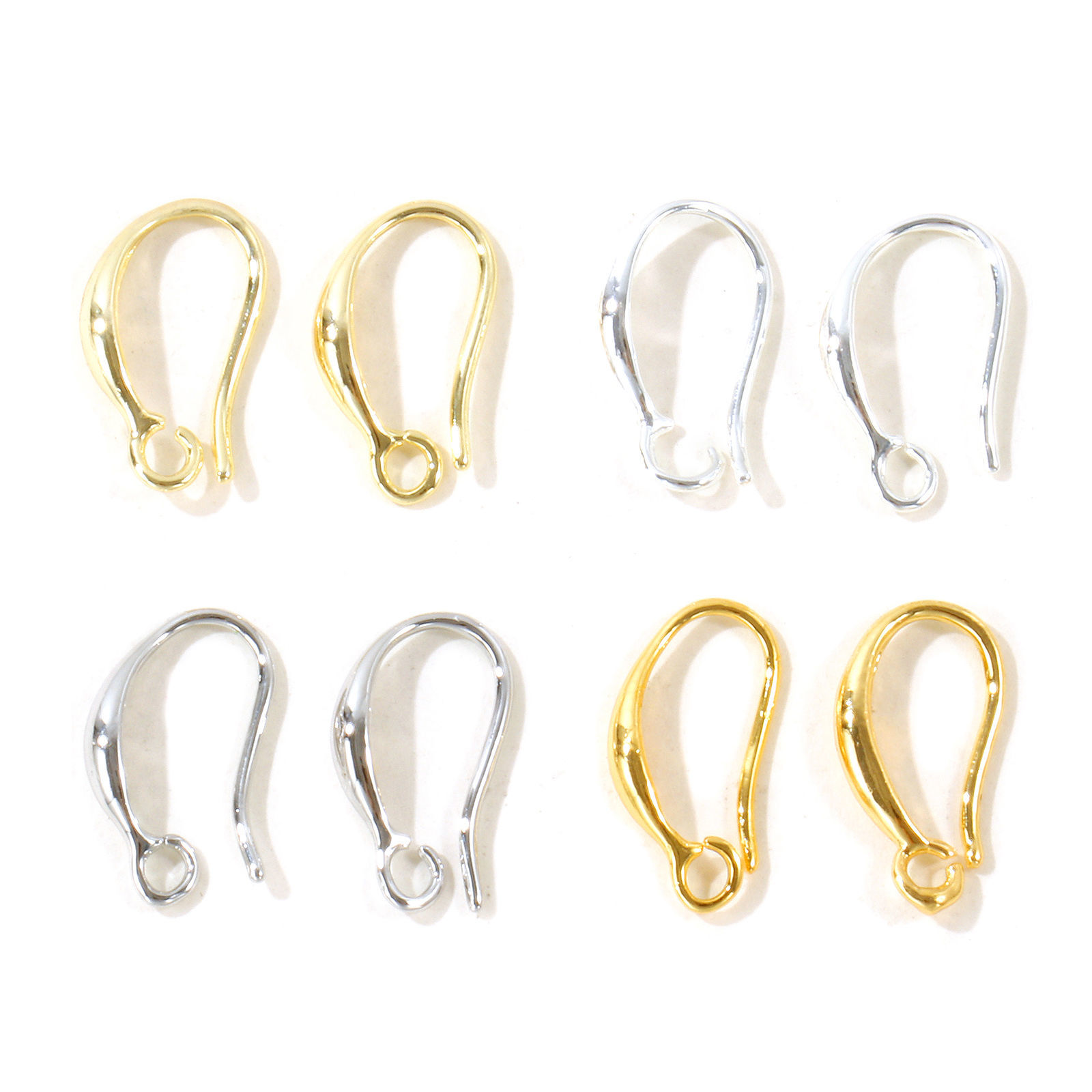 Picture of 10 PCs Eco-friendly Brass Simple Ear Wire Hooks Earrings For DIY Jewelry Making Accessories Wholesale Real Gold Plated With Open Loop Post/ Wire Size: 0.8mm(20 gauge)