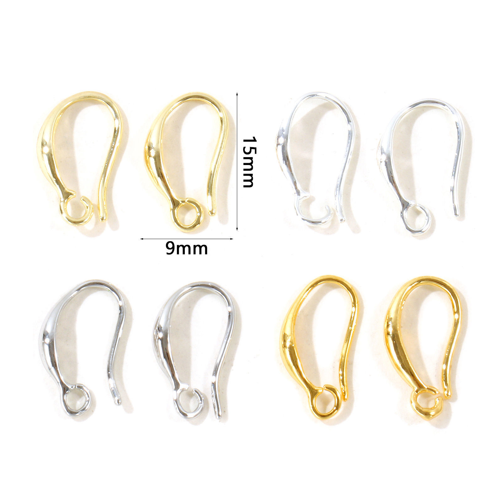 Picture of 10 PCs Eco-friendly Brass Simple Ear Wire Hooks Earrings For DIY Jewelry Making Accessories Wholesale Real Gold Plated With Open Loop Post/ Wire Size: 0.8mm(20 gauge)