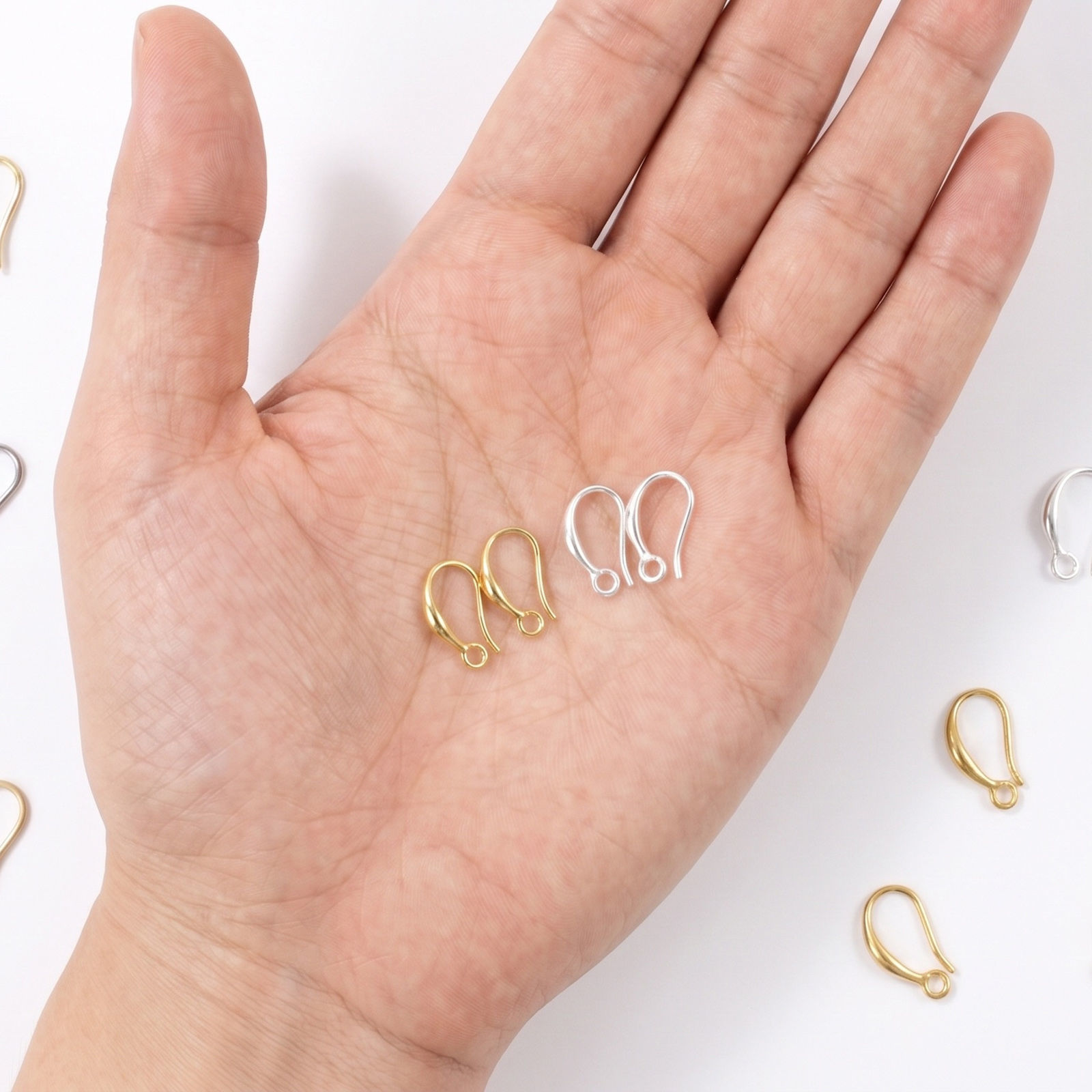 Picture of 10 PCs Eco-friendly Brass Simple Ear Wire Hooks Earrings For DIY Jewelry Making Accessories Wholesale Real Gold Plated With Open Loop Post/ Wire Size: 0.8mm(20 gauge)