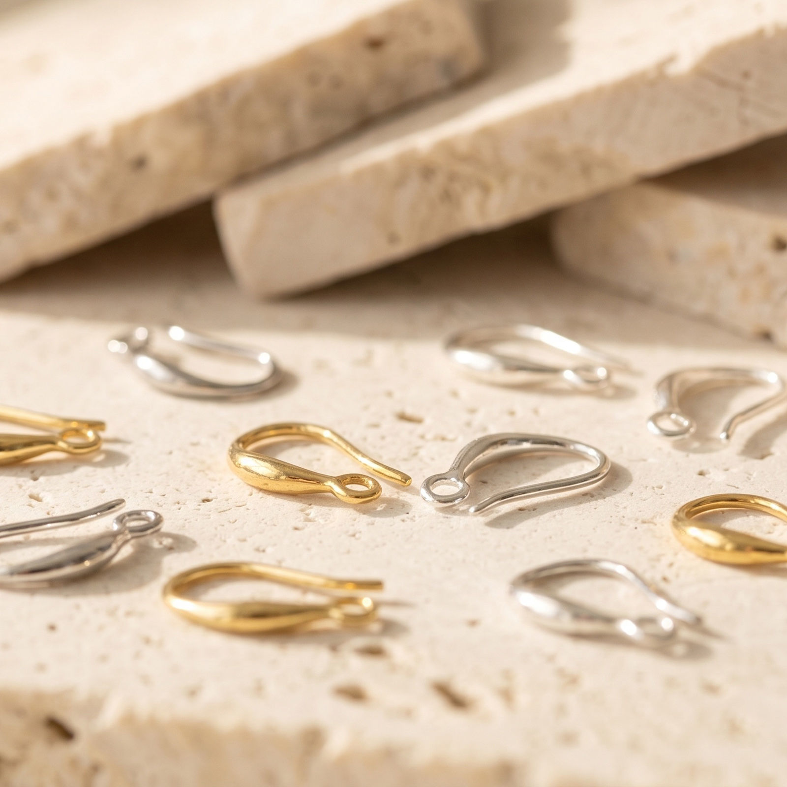 Picture of 10 PCs Eco-friendly Brass Simple Ear Wire Hooks Earrings For DIY Jewelry Making Accessories Wholesale Real Gold Plated With Open Loop Post/ Wire Size: 0.8mm(20 gauge)