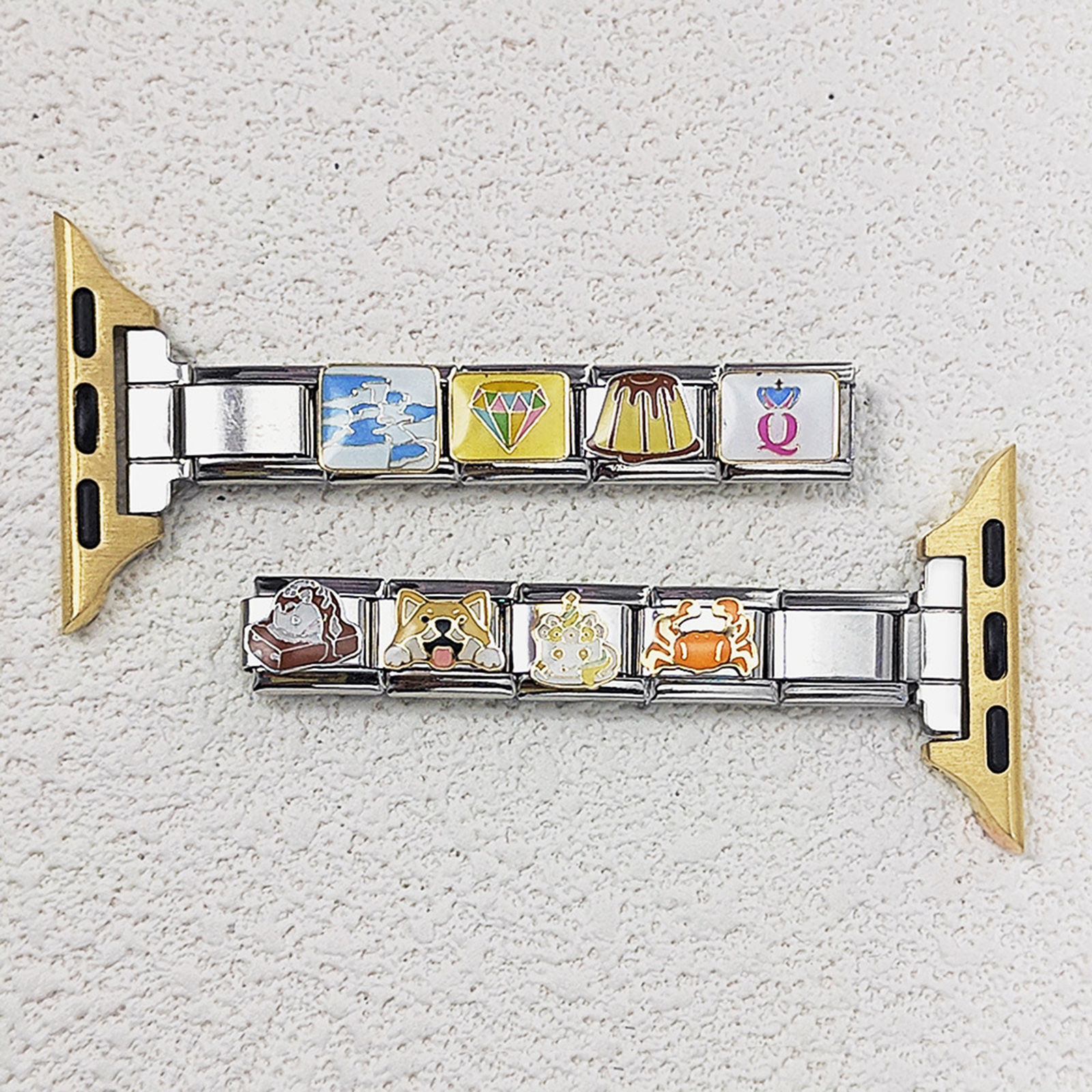 Picture of 2 Pairs 304 Stainless Steel Italian Charm Wrist Watch Adapter Connector Accessories, For Apple Watch Multicolor - Wholesale
