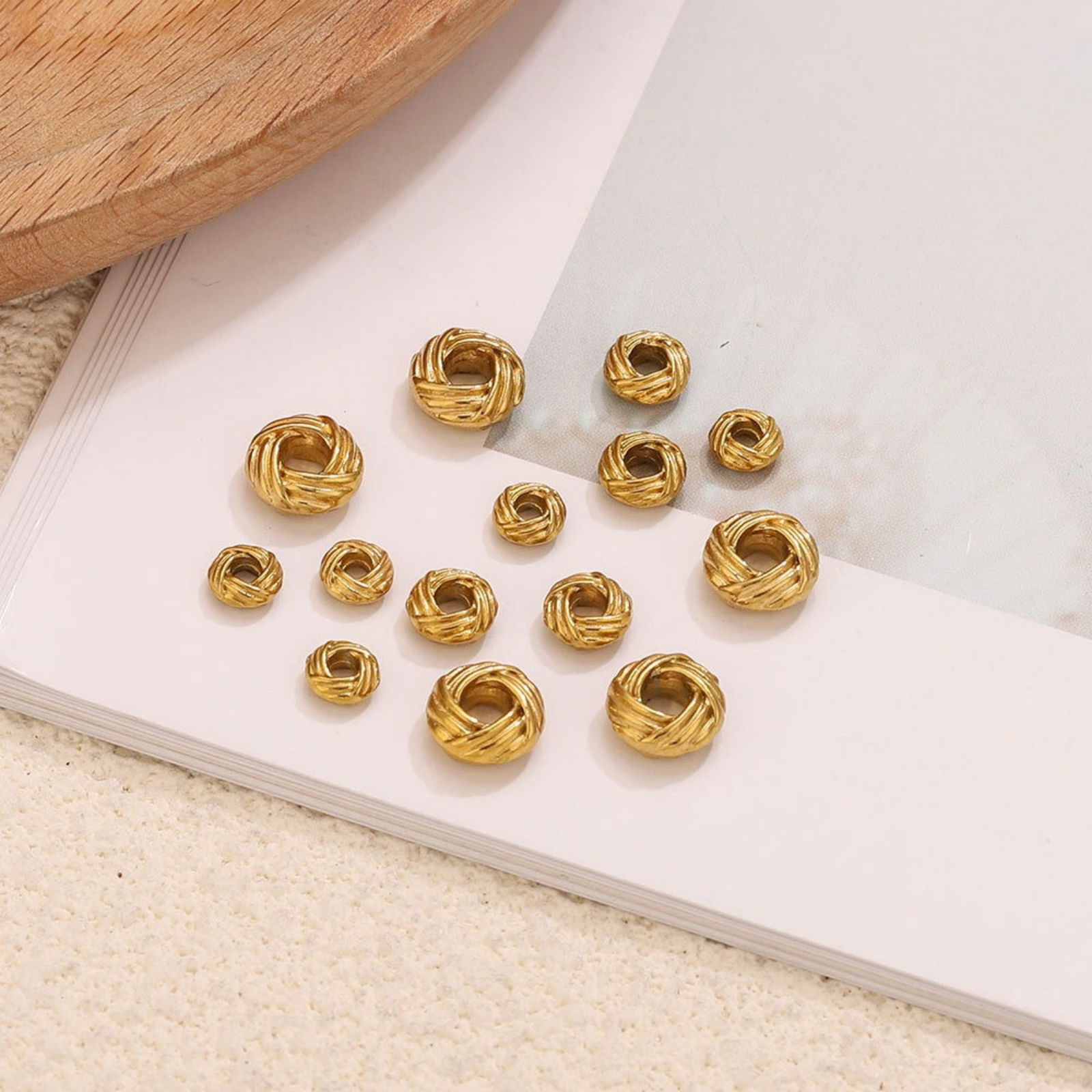 Picture of 10 PCs Eco-friendly 304 Stainless Steel Spacer Beads For DIY Bracelet Jewelry Making Findings Wholesale Multicolor Bird Nest