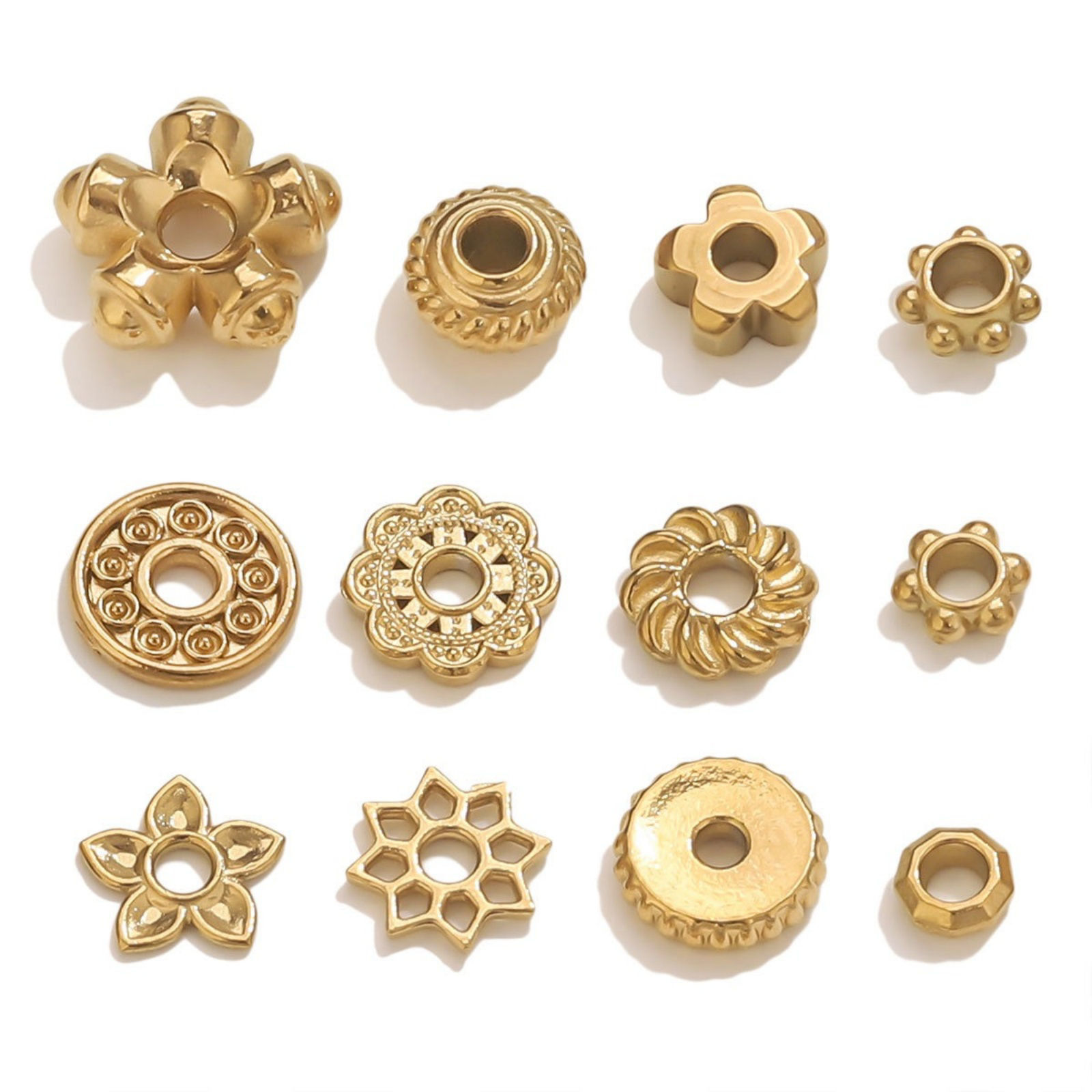 Picture of 10 PCs Eco-friendly 304 Stainless Steel Spacer Beads For DIY Bracelet Jewelry Making Findings Wholesale Multicolor Flower