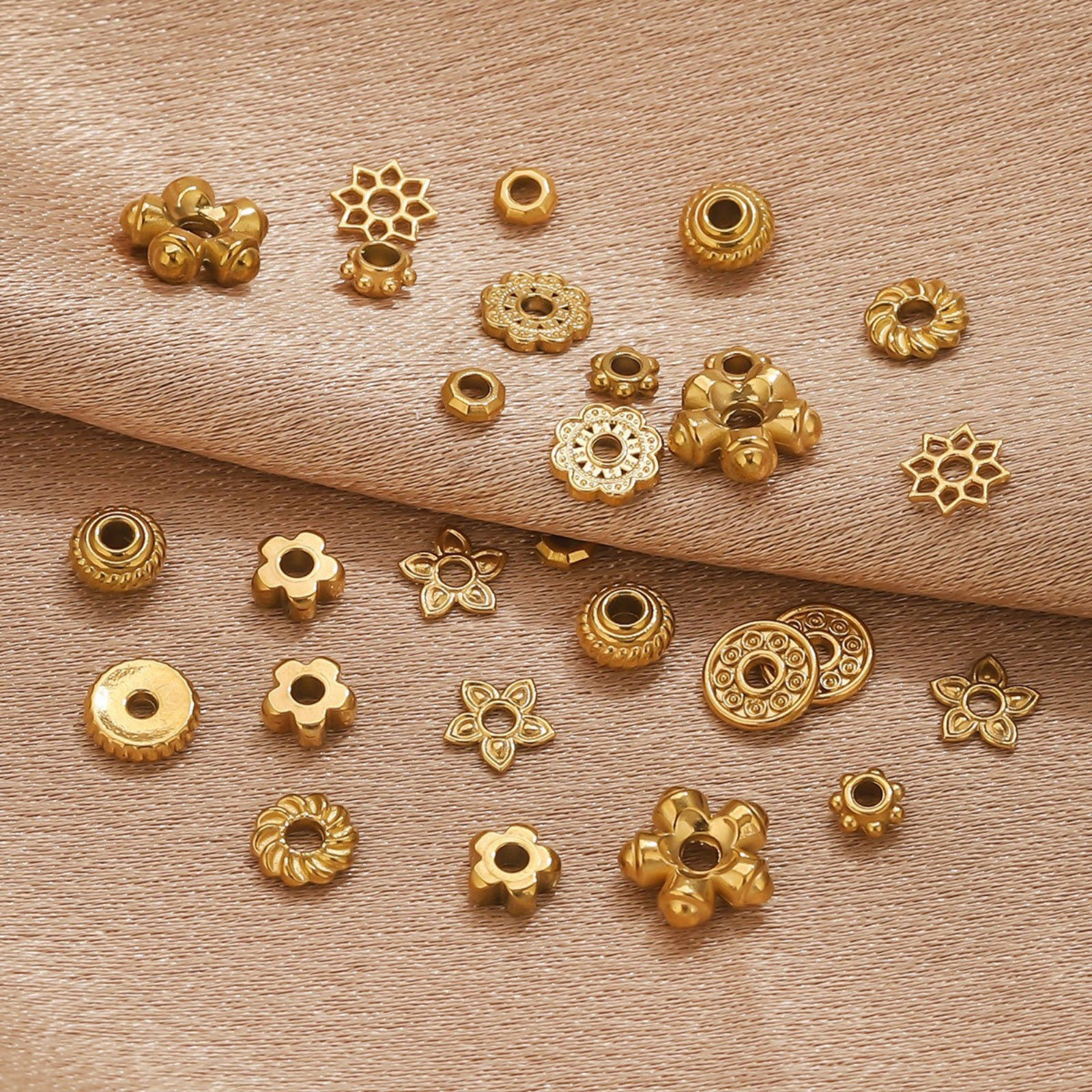Picture of 10 PCs Eco-friendly 304 Stainless Steel Spacer Beads For DIY Bracelet Jewelry Making Findings Wholesale Multicolor Flower