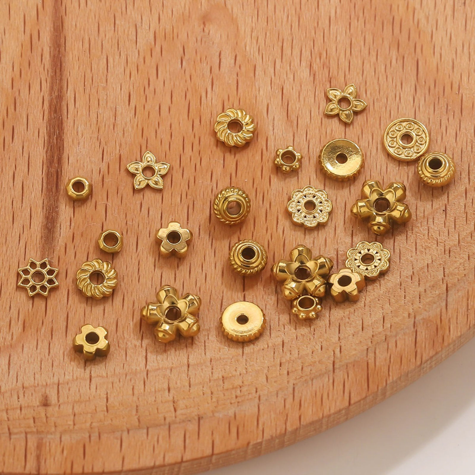 Picture of 10 PCs Eco-friendly 304 Stainless Steel Spacer Beads For DIY Bracelet Jewelry Making Findings Wholesale Multicolor Flower