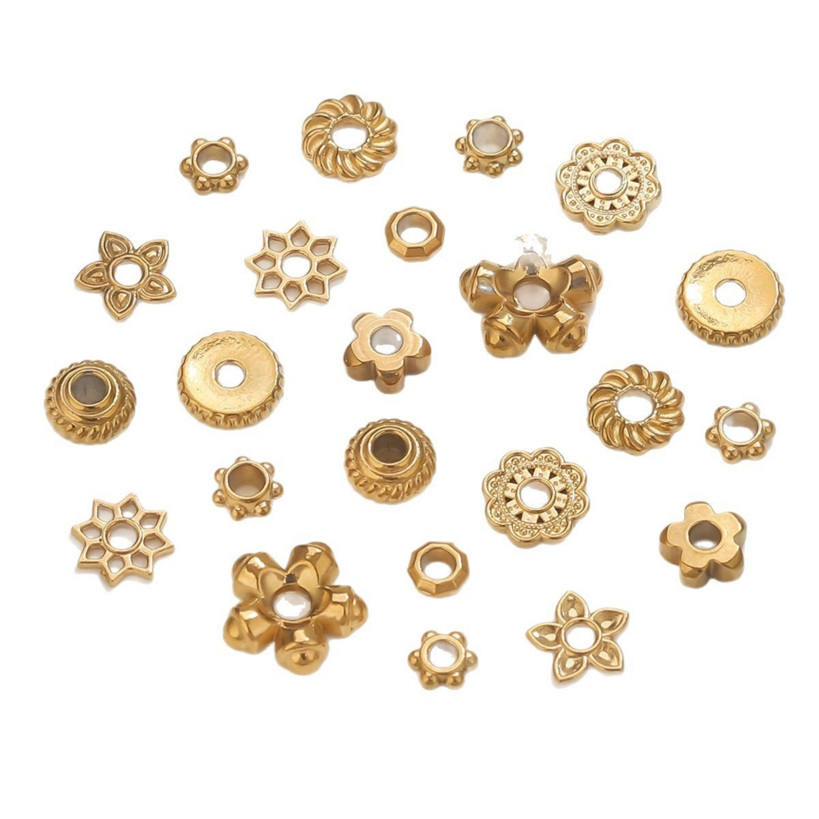 Picture of 10 PCs Eco-friendly 304 Stainless Steel Spacer Beads For DIY Bracelet Jewelry Making Findings Wholesale Multicolor Flower