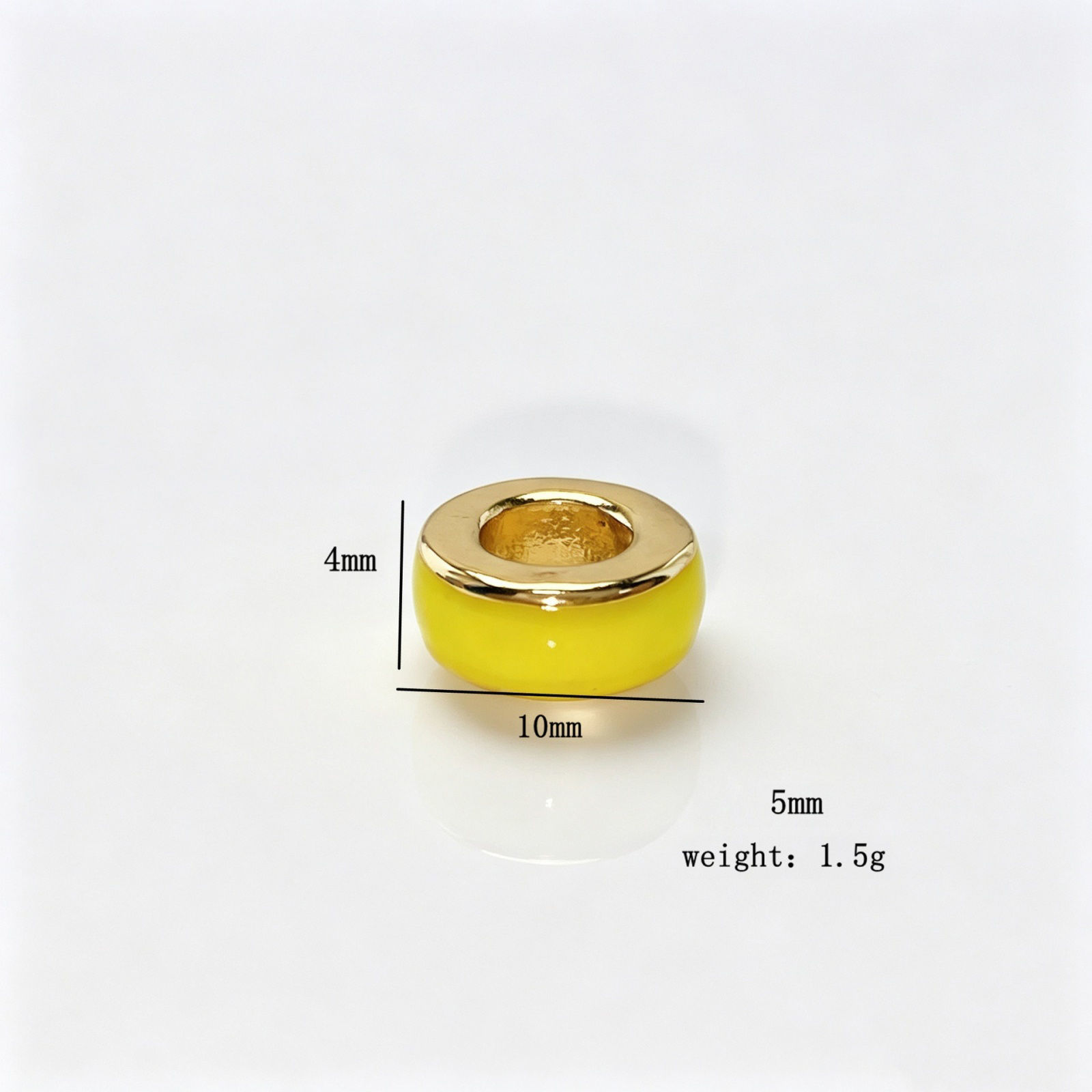 Picture of 1 Piece Brass European Style Large Hole Charm Beads Wholesale 18K Gold Plated Multicolor Drum Enamel 10mm x 4mm, Hole: Approx 5mm