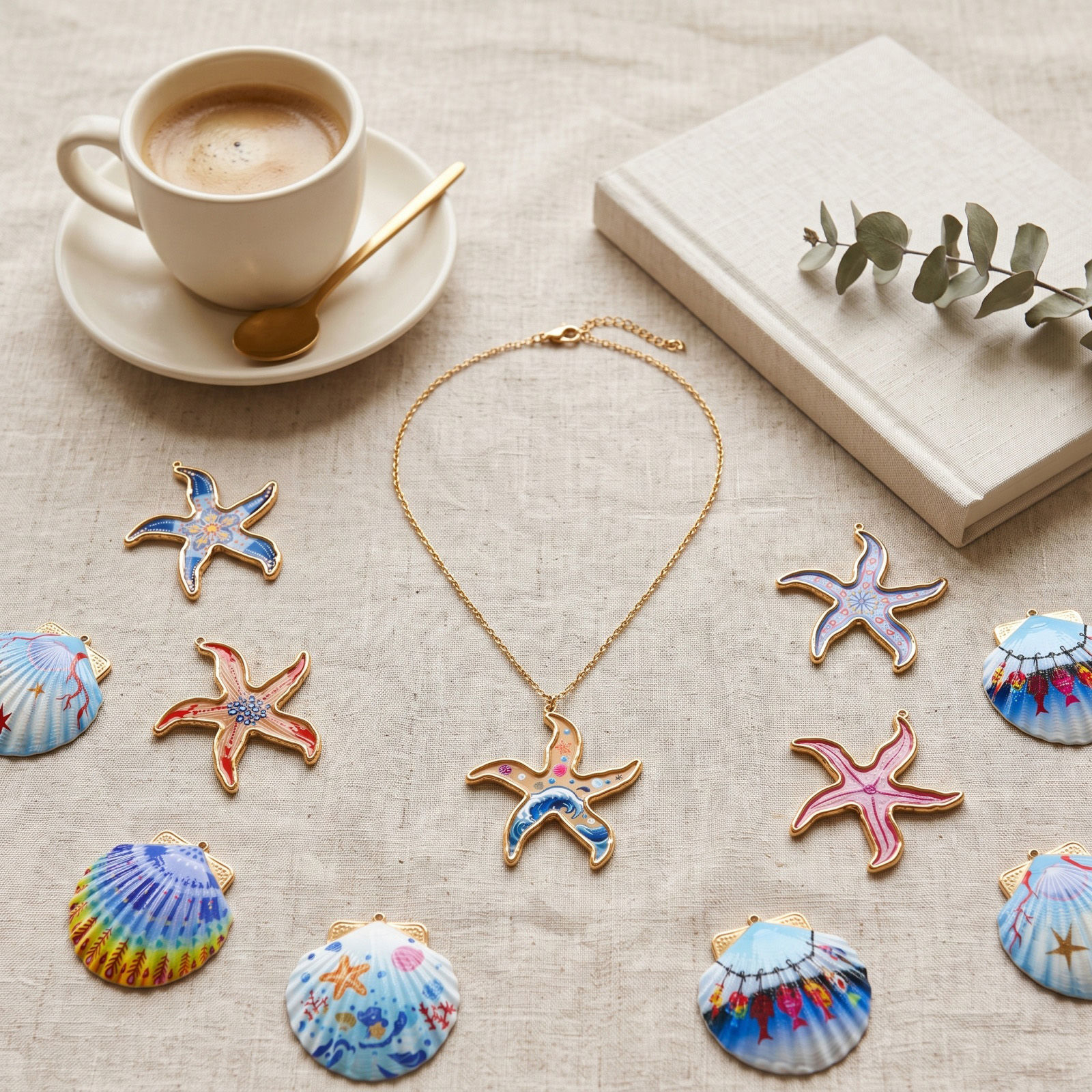 Picture of 1 Piece Eco-friendly PVD Waterproof Anti-Tarnish Hypoallergenic 304 Stainless Steel Ocean Jewelry Charms Wholesale 18K Real Gold Plated Printed