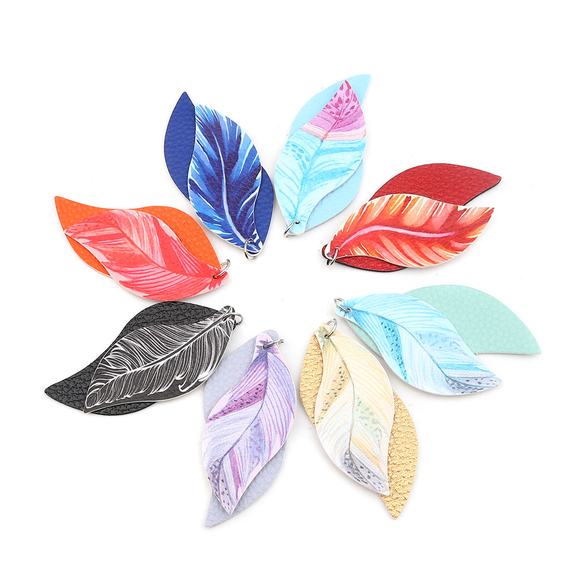 Imagen de PU Leather Pendants Leaf Feather