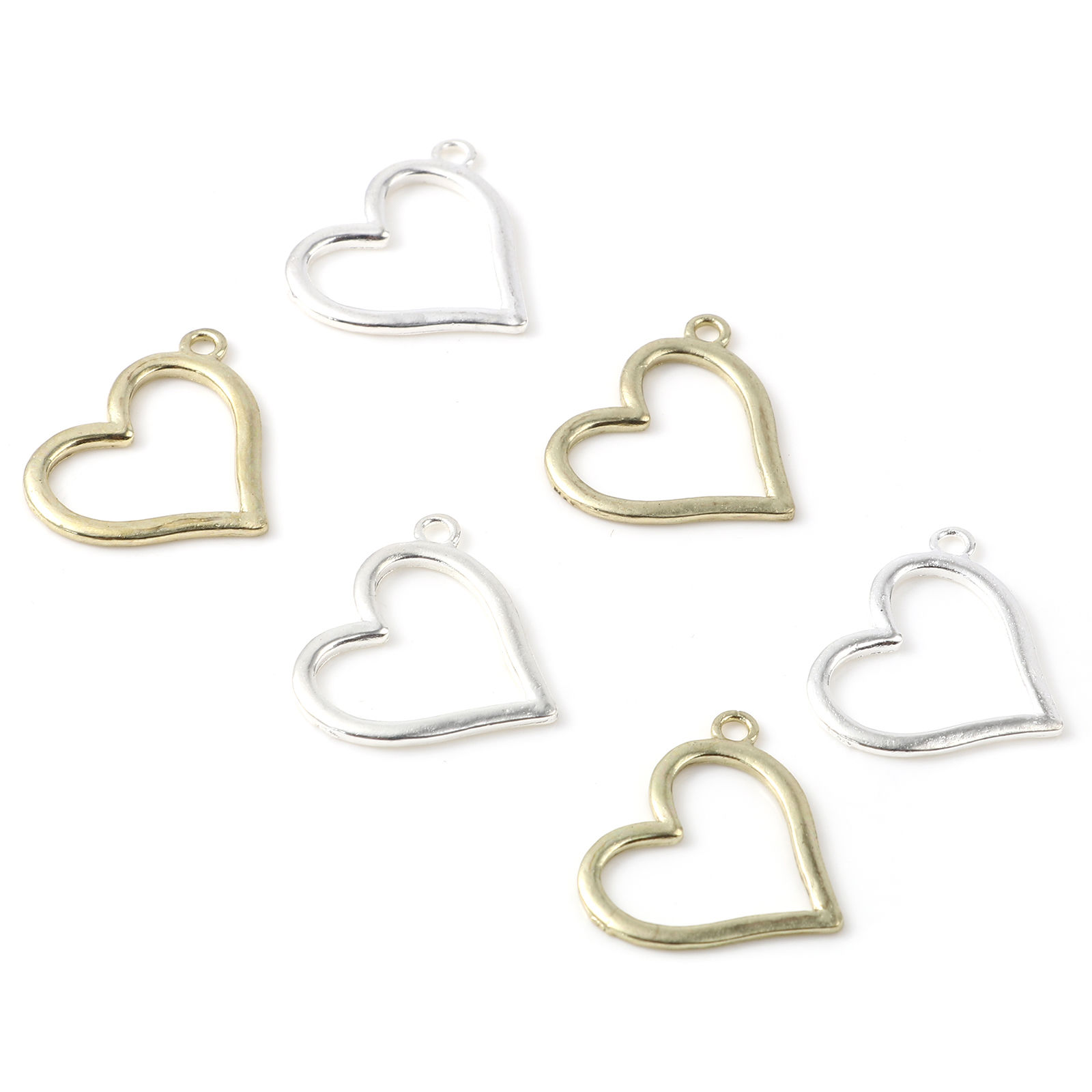 Picture of Zinc Based Alloy Charms Heart Multicolor 25mm x 21mm, 30 PCs