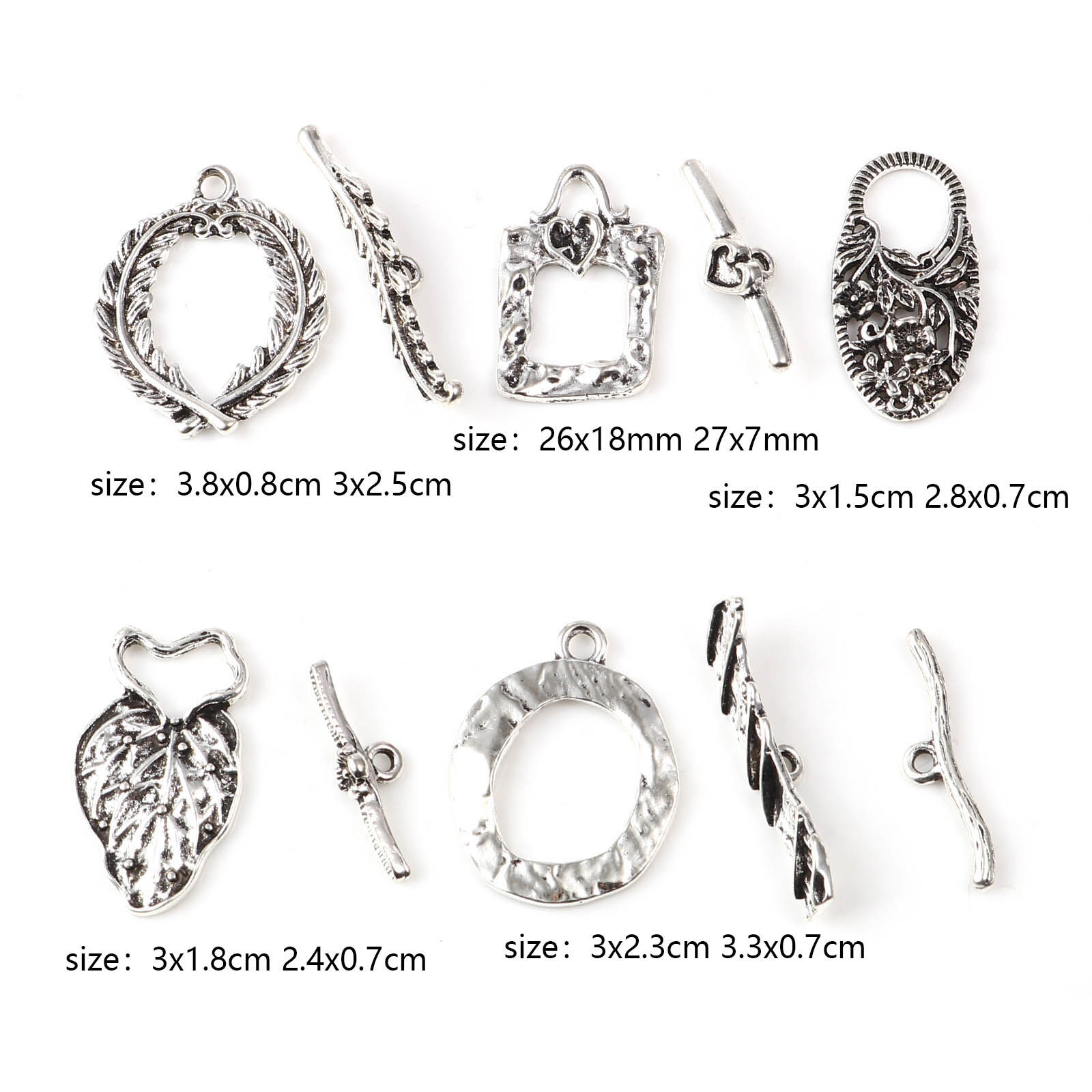 Picture of Zinc Based Alloy Toggle Clasps Antique Silver Color 10 Sets