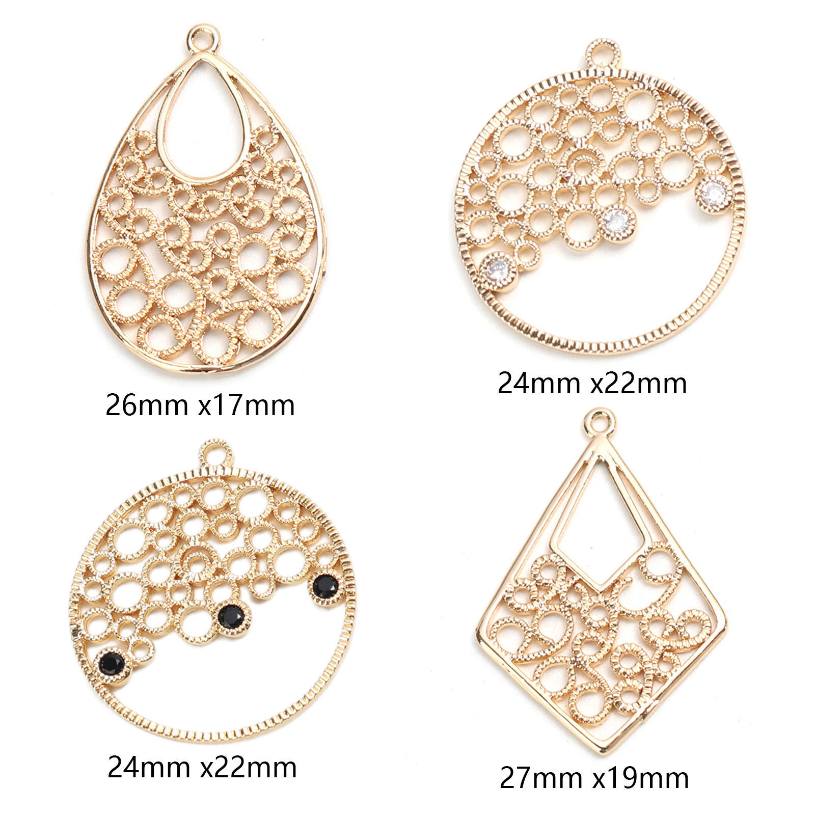 Bild von Messing Charms 18K Echtgold plattiert Geometrie