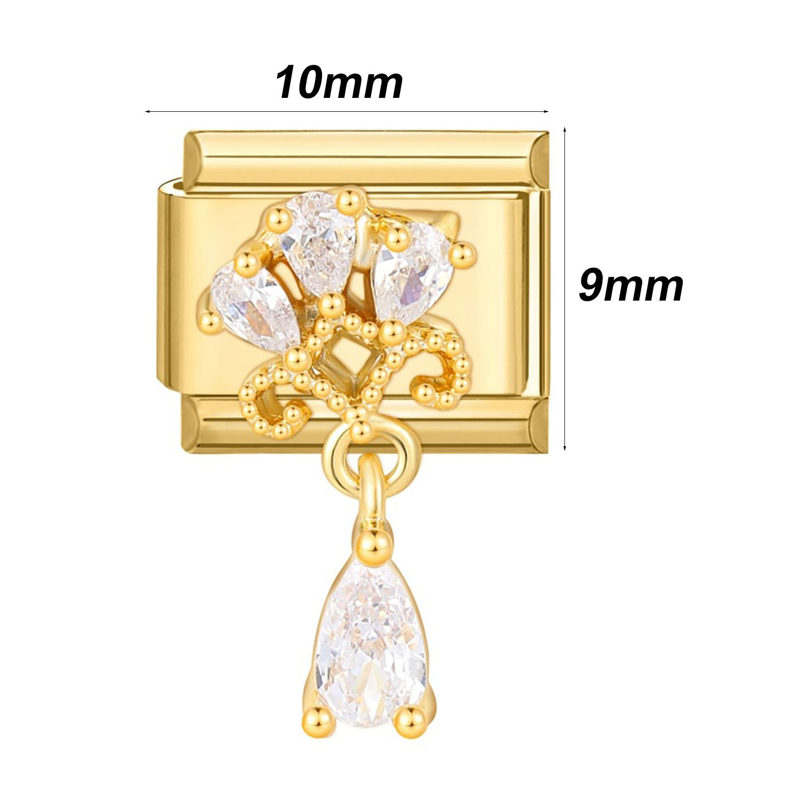 Picture of 304 Stainless Steel Italian Charm Links For DIY Bracelet Jewelry Making Gold Plated Rectangle 10mm x 9mm