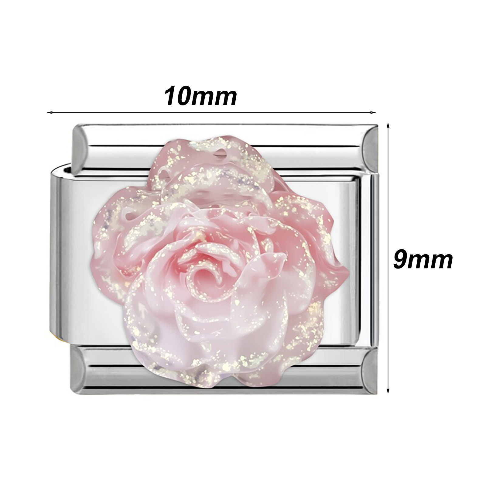 Picture of 304 Stainless Steel Stylish Italian Charm Links For DIY Bracelet Jewelry Making Silver Tone Rectangle Butterfly 10mm x 9mm
