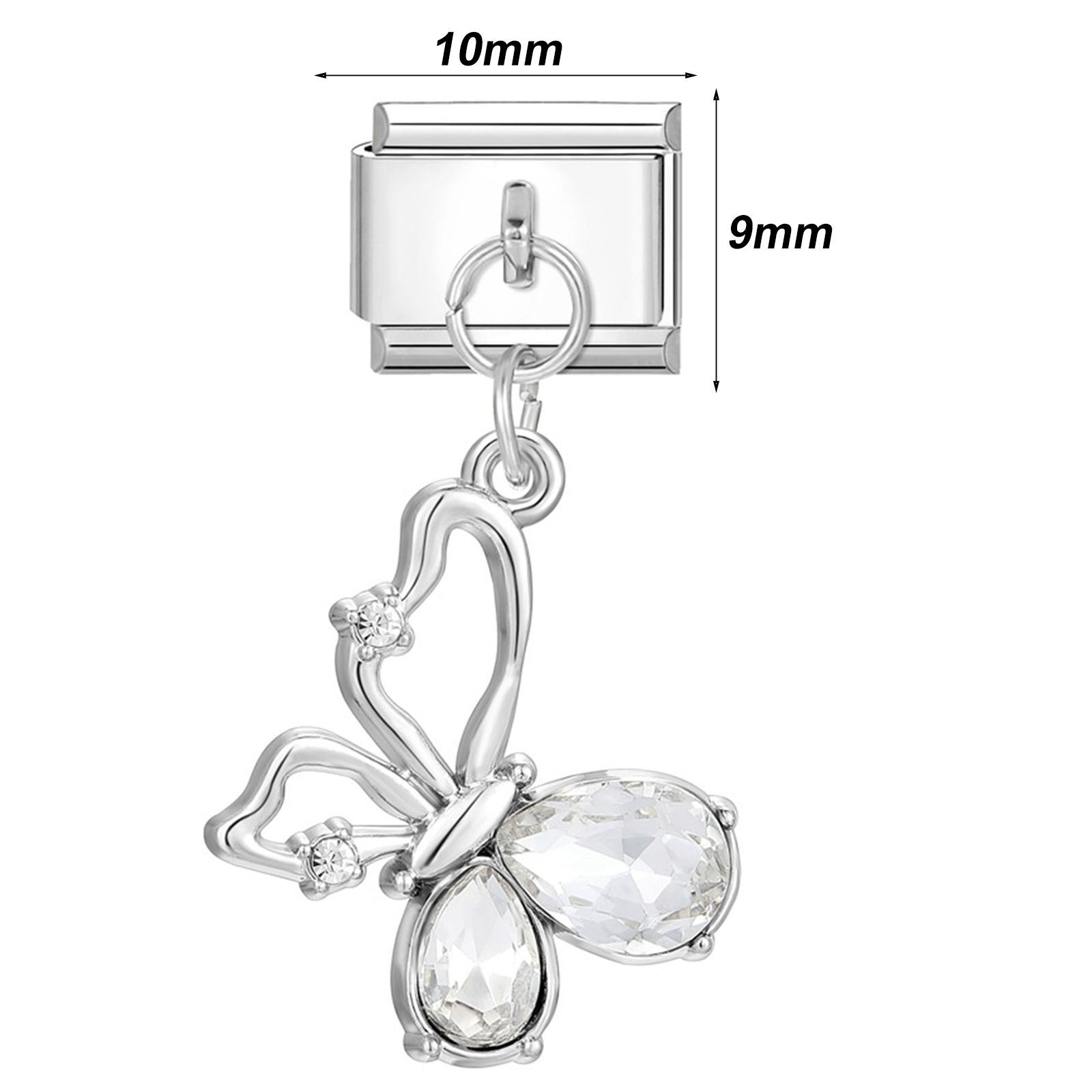 Picture of 1 Piece 304 Stainless Steel Stylish Italian Charm Links For DIY Modular Bracelet Watch Jewelry Making, With Zinc Alloy Pendant Star Cherry Fruit Silver Tone 10mm x 9mm