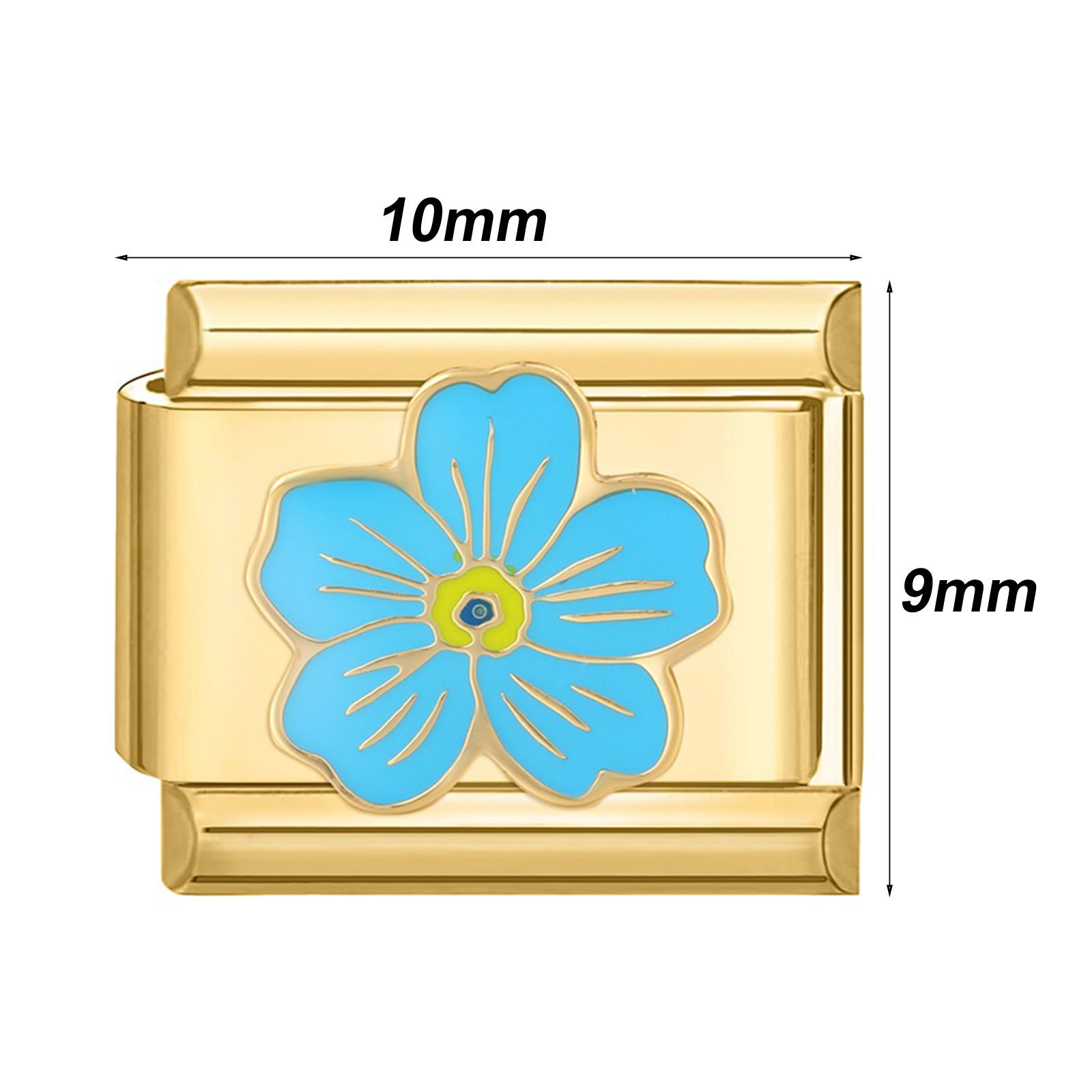 Picture of 304 Stainless Steel Stylish Italian Charm Links For DIY Bracelet Jewelry Making Gold Plated Rectangle 10mm x 9mm